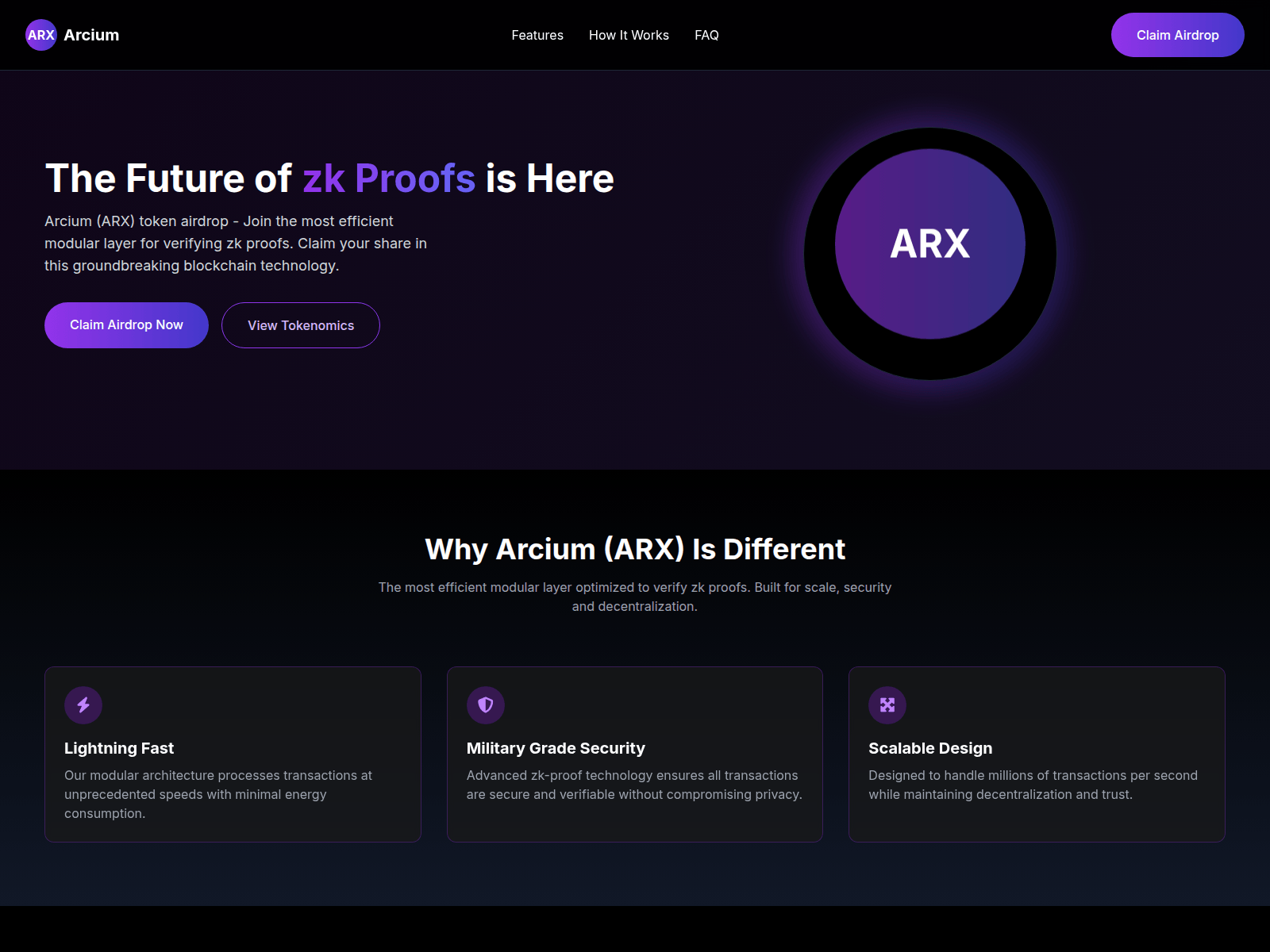 Screenshot of arciumairdrop.xyz
