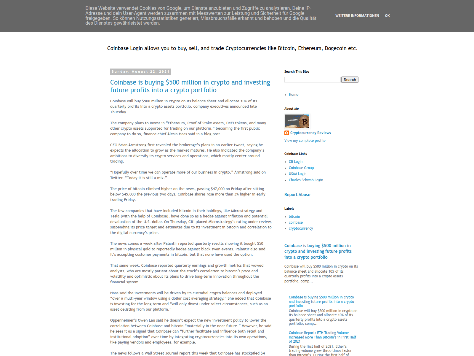 Screenshot of coinbaseloginn.blogspot.com.br