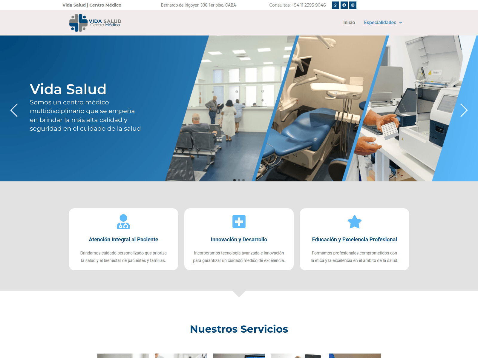 Screenshot of vidasalud.com.ar