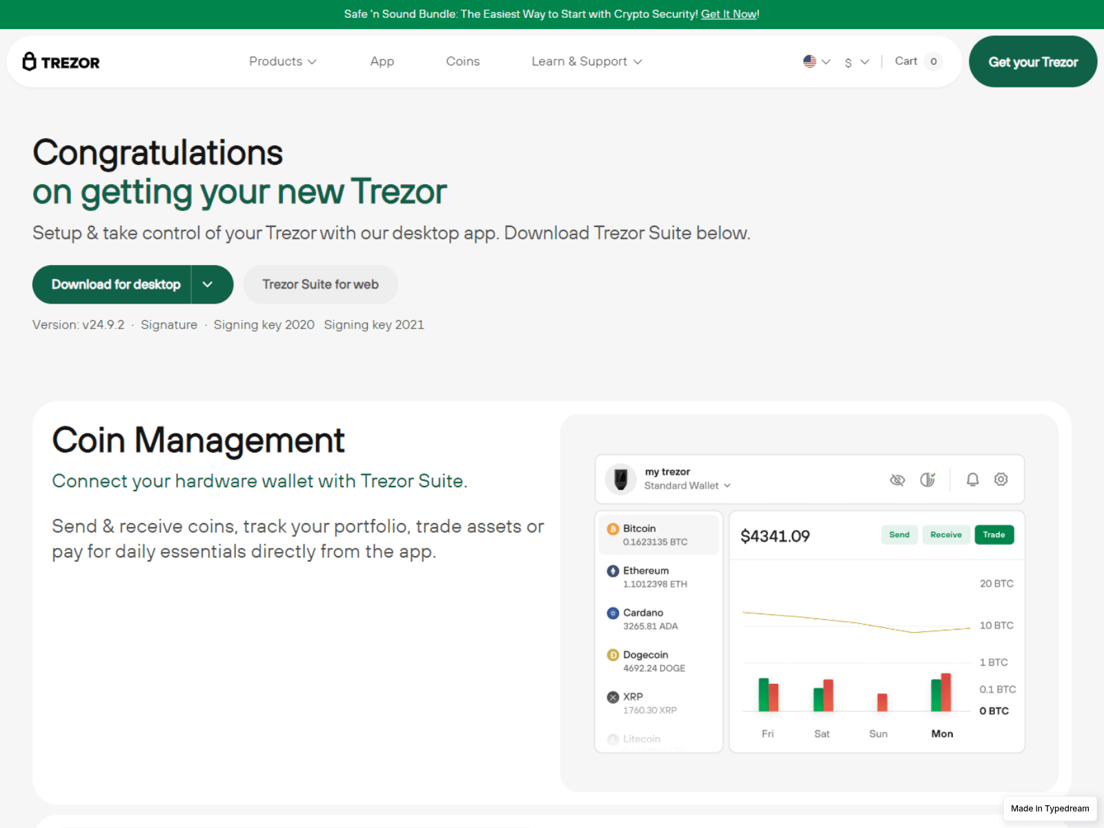 Screenshot of web-io-trezor-sso.typedream.app