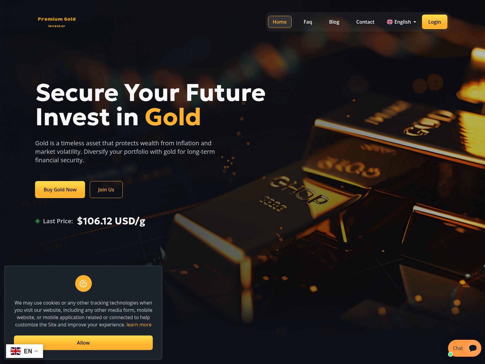 Screenshot of premiumgoldinvestor.com