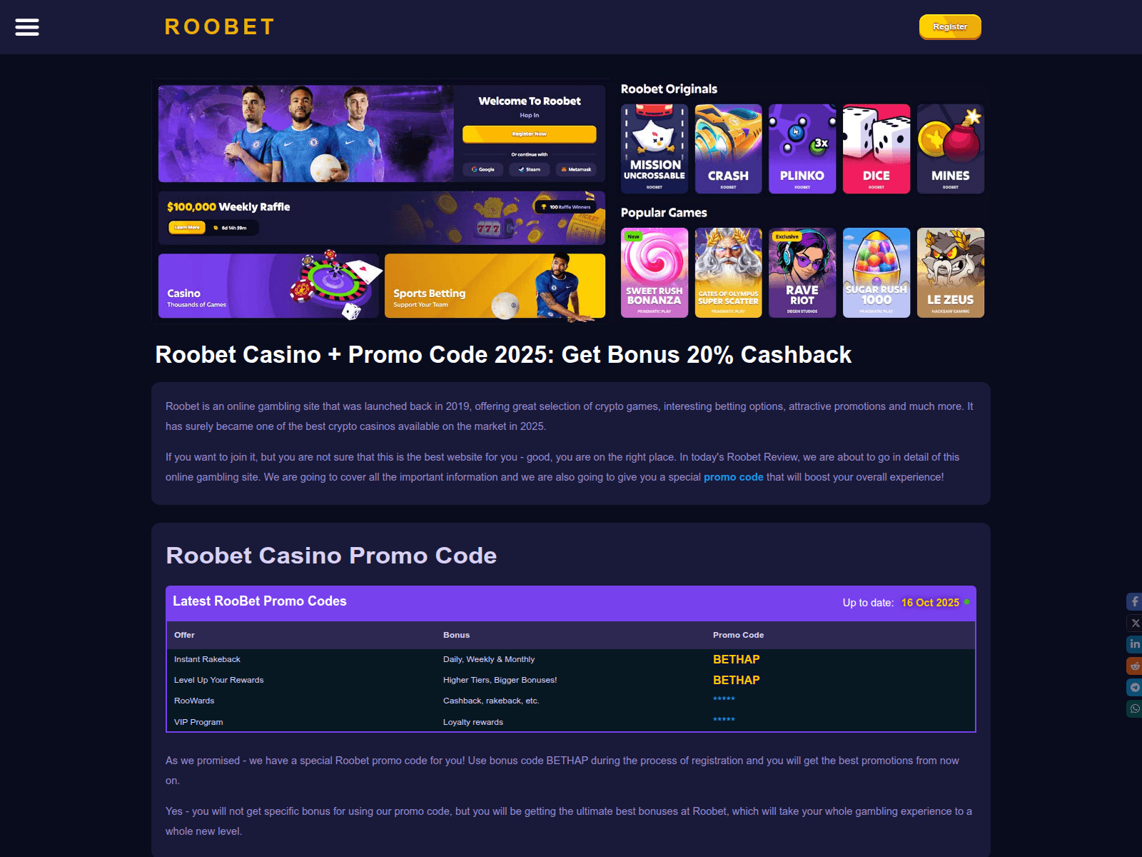 Screenshot of roobet.bet