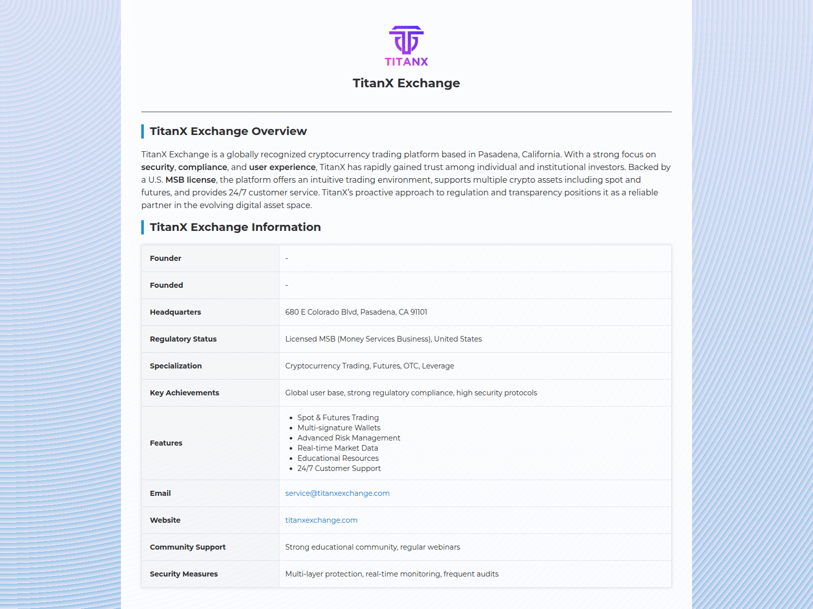 Screenshot of titanxexchange.info