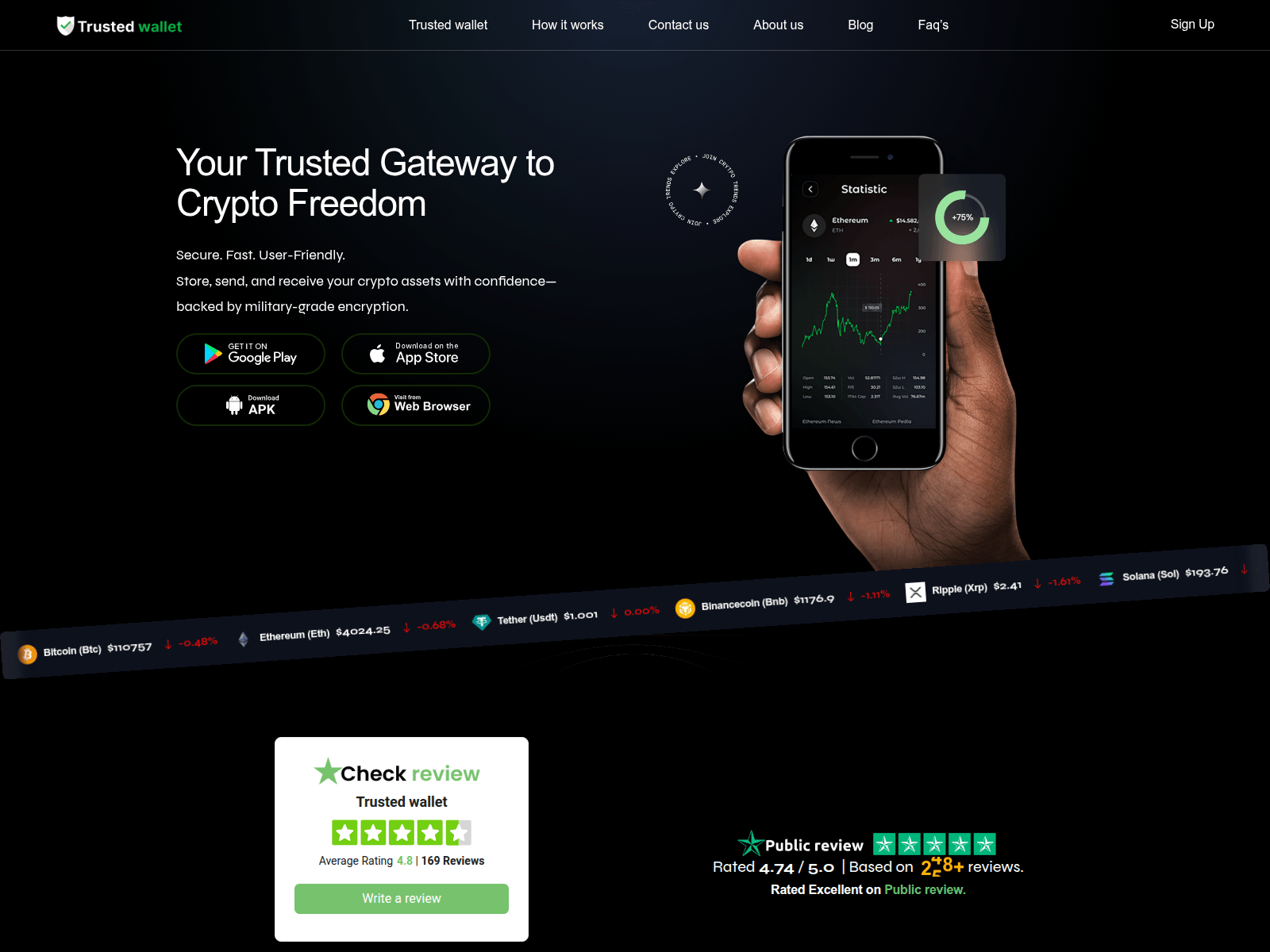 Screenshot of trustedwallet.io