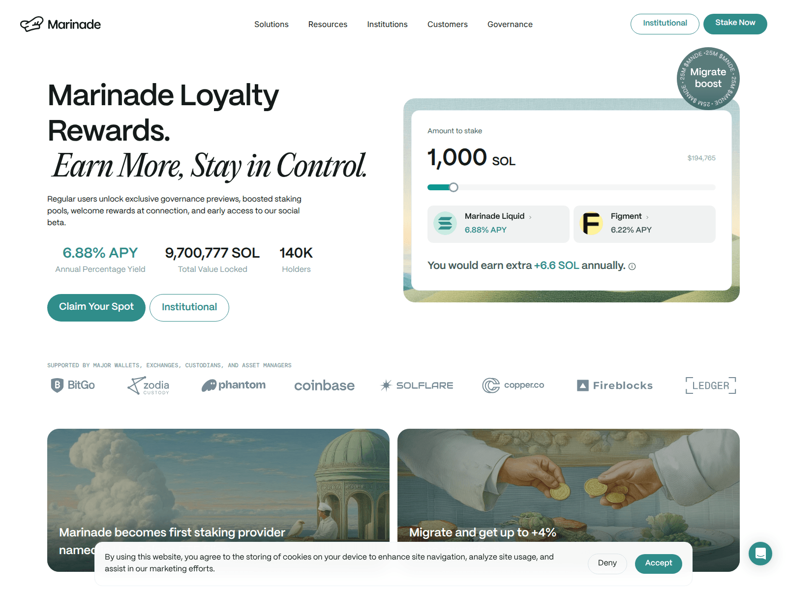 Screenshot of marinade-loyaltydesk.com