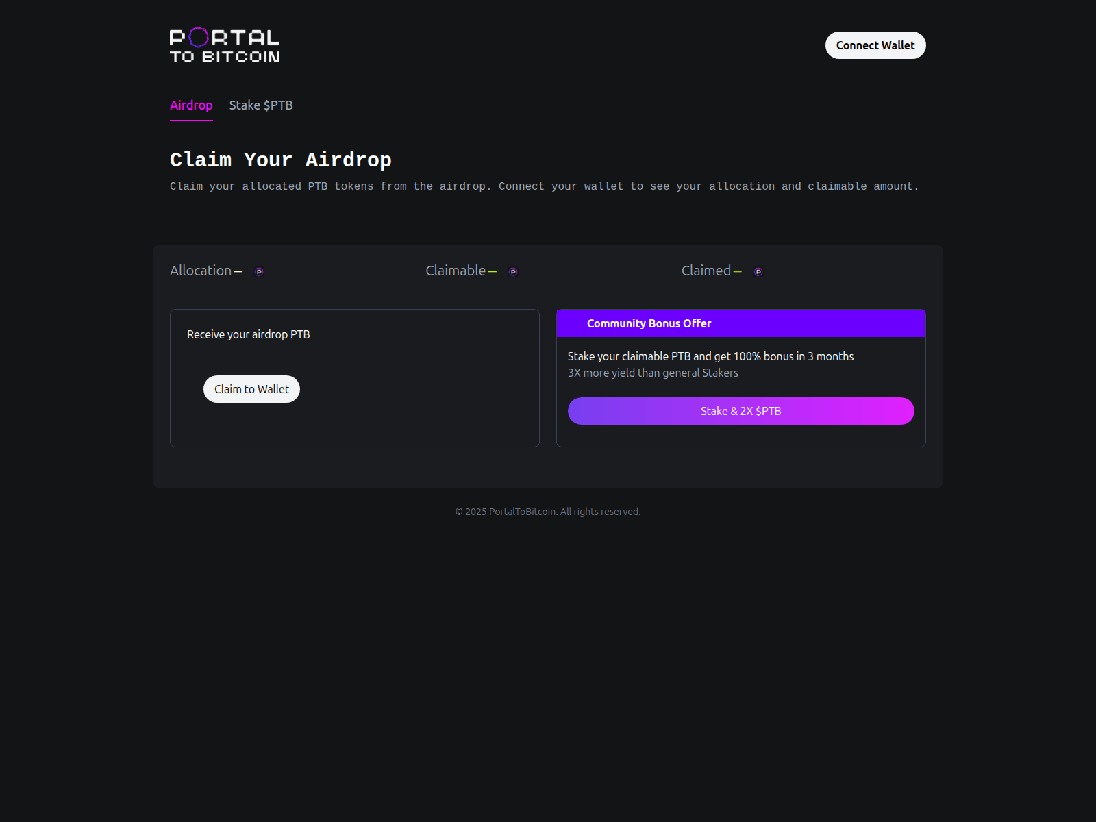 Screenshot of ptb.portaltobitcon.xyz