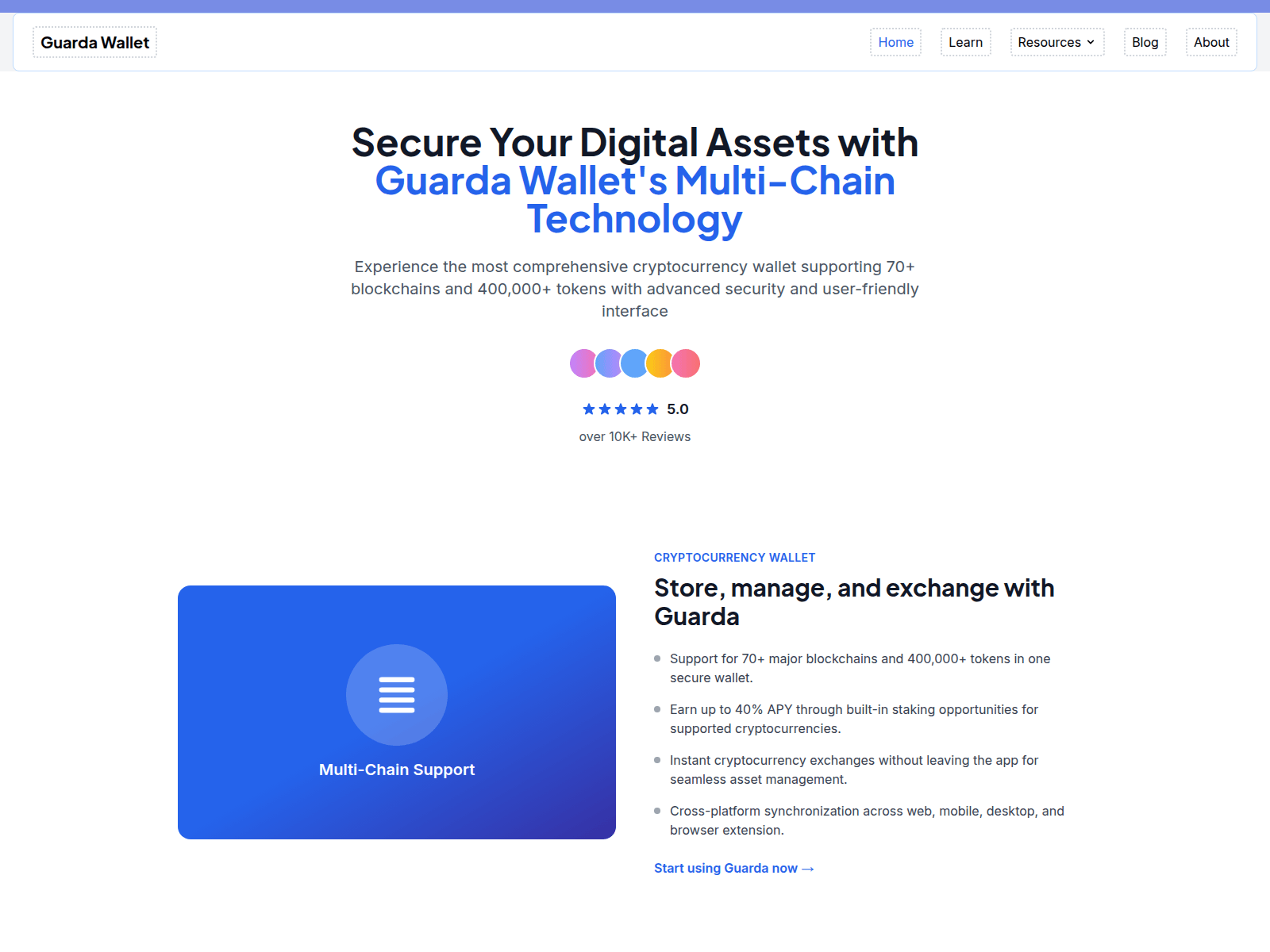Screenshot of guarda-wallet.io