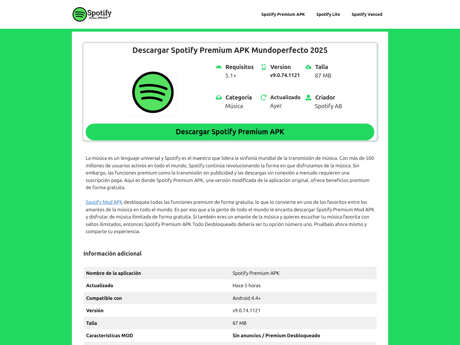 Screenshot of spotfypremium.com.mx