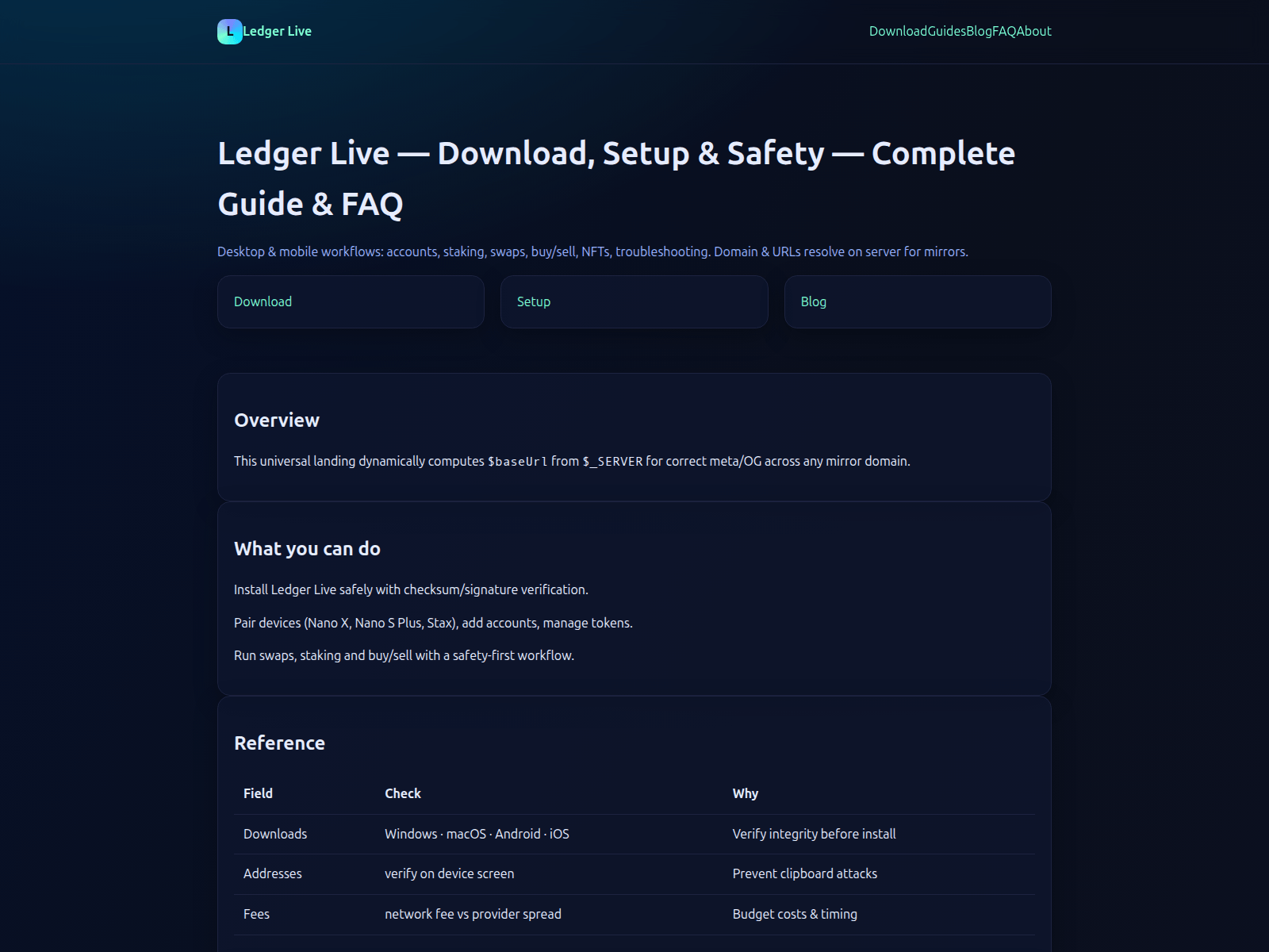 Screenshot of start-ledger.live