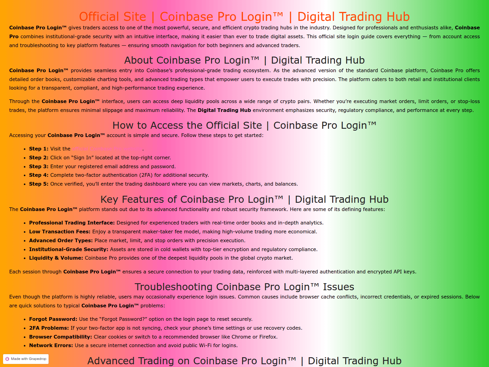 Screenshot of pro-coinbse.grapedrop.net
