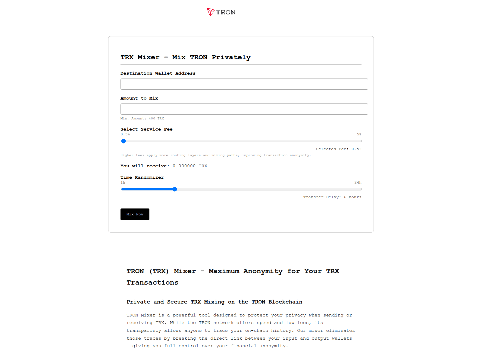 Screenshot of tronxmixer.com