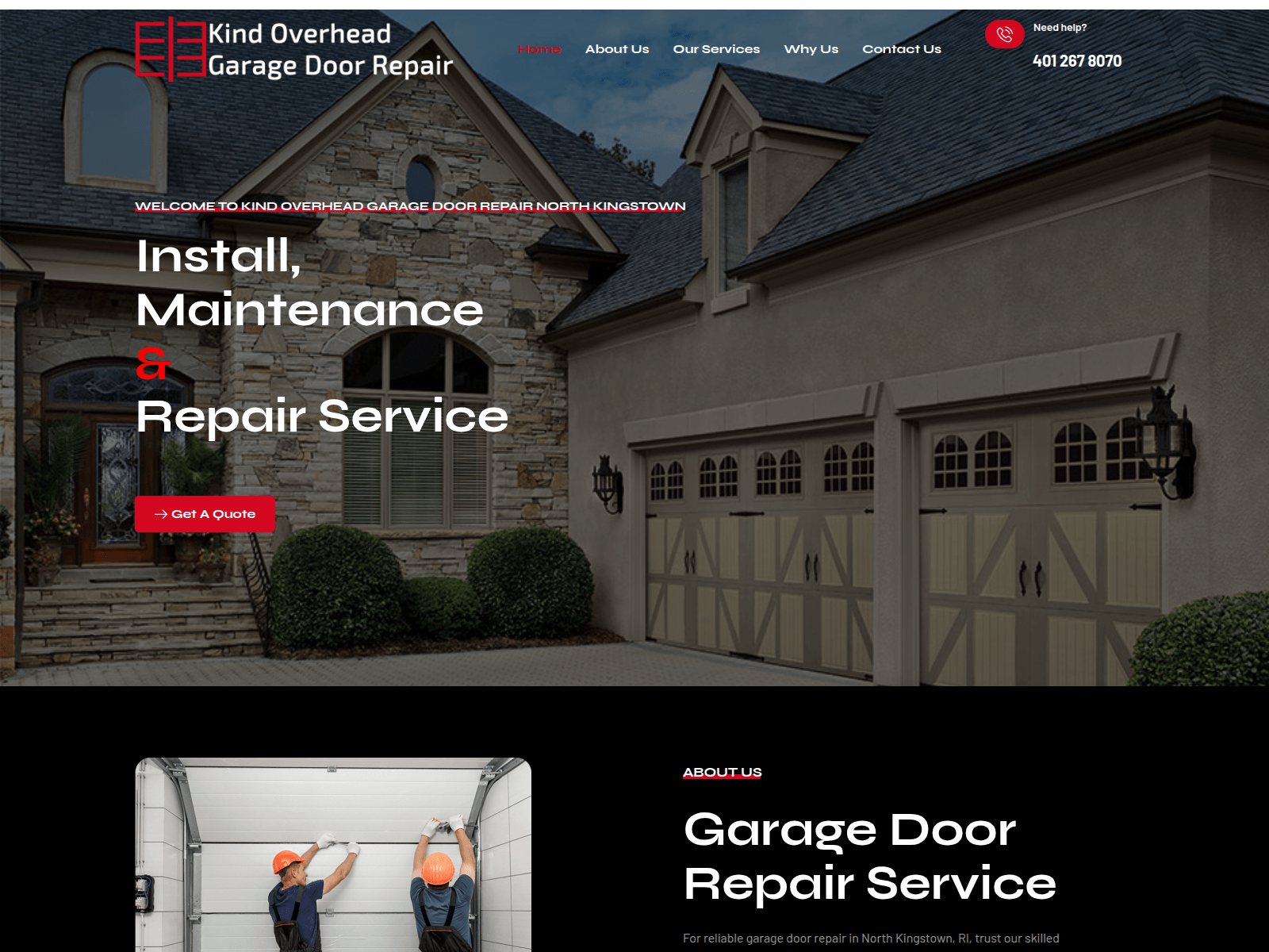 Screenshot of garagedoorrepairnorthkingstown.com