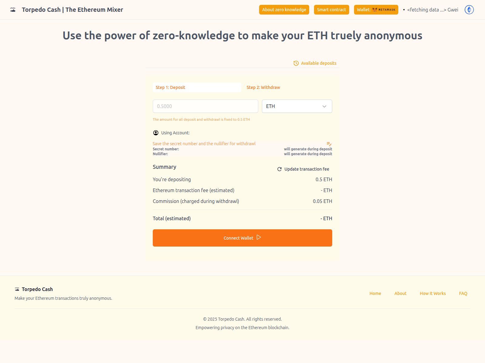 Screenshot of torpedo-cash.com