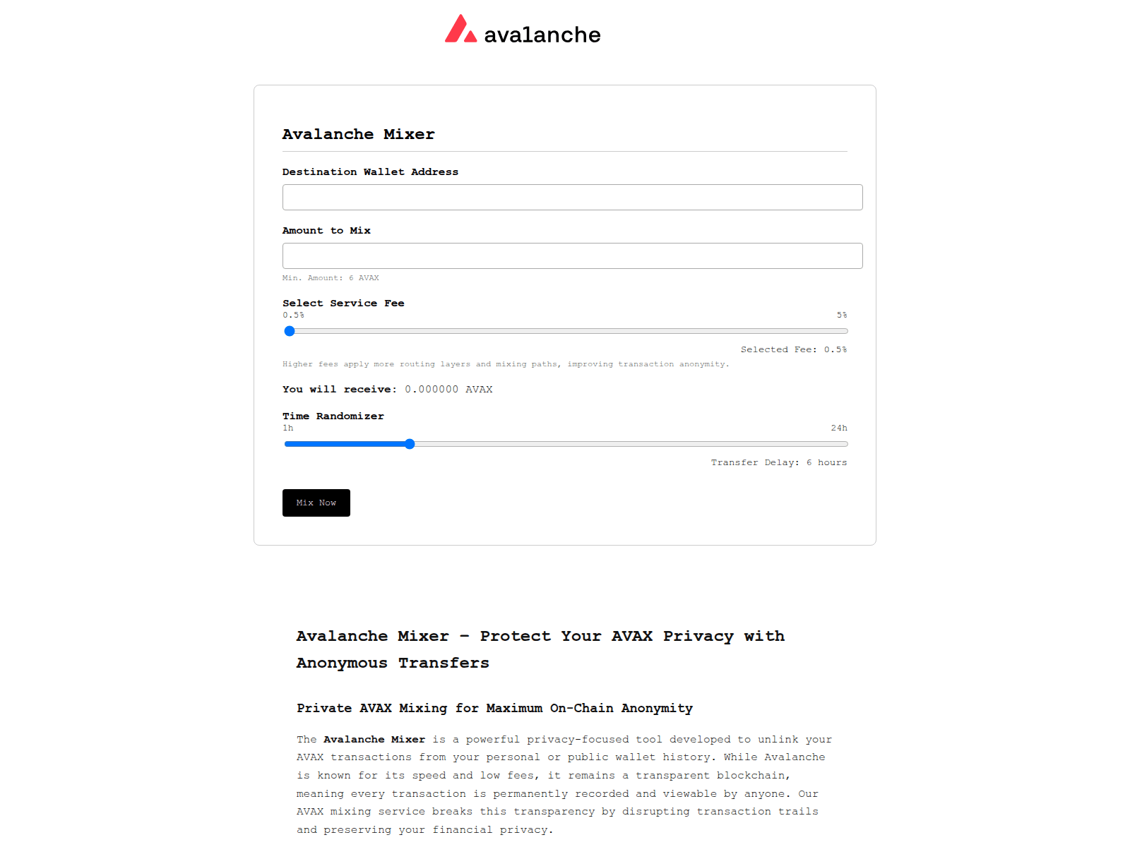 Screenshot of avalanche-mixer.com