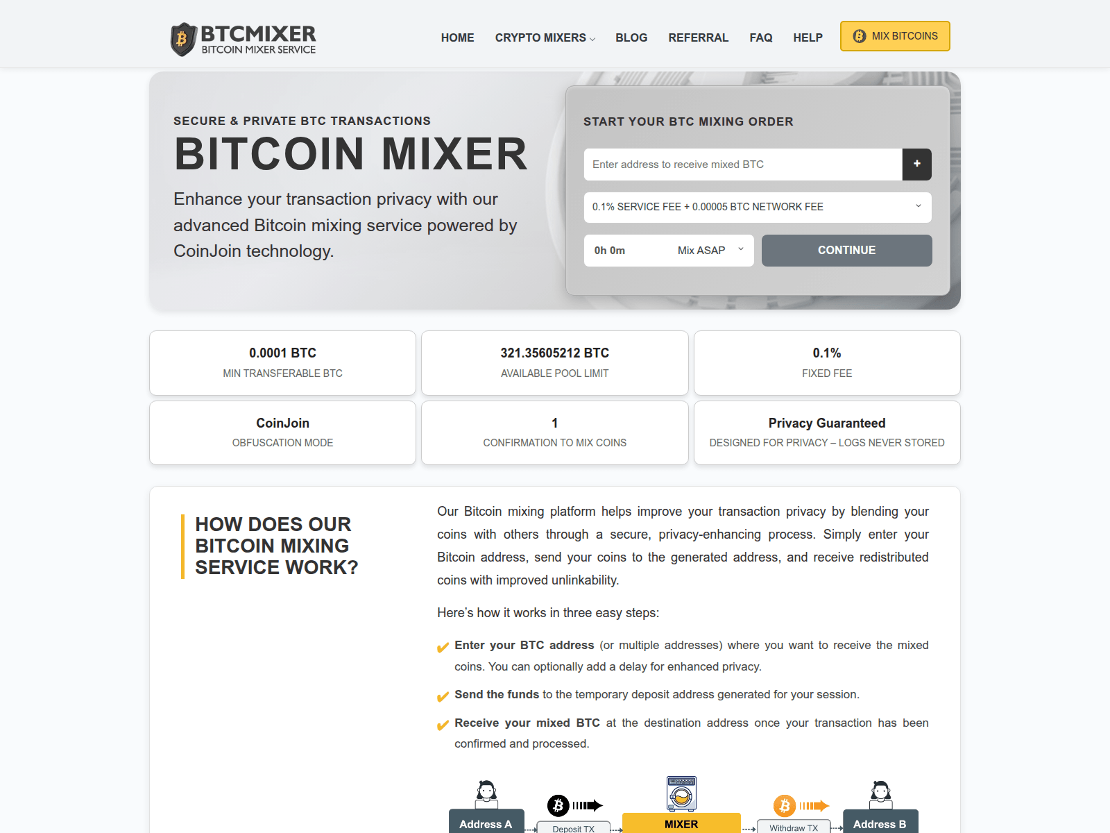 Screenshot of btcmixer.pro