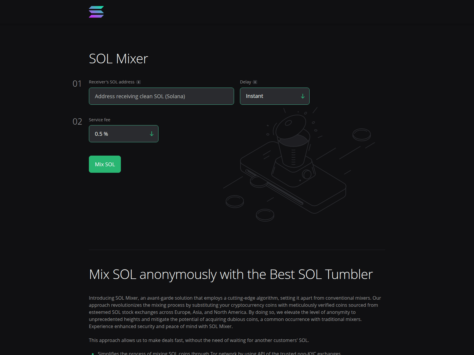 Screenshot of sol-mixer.to