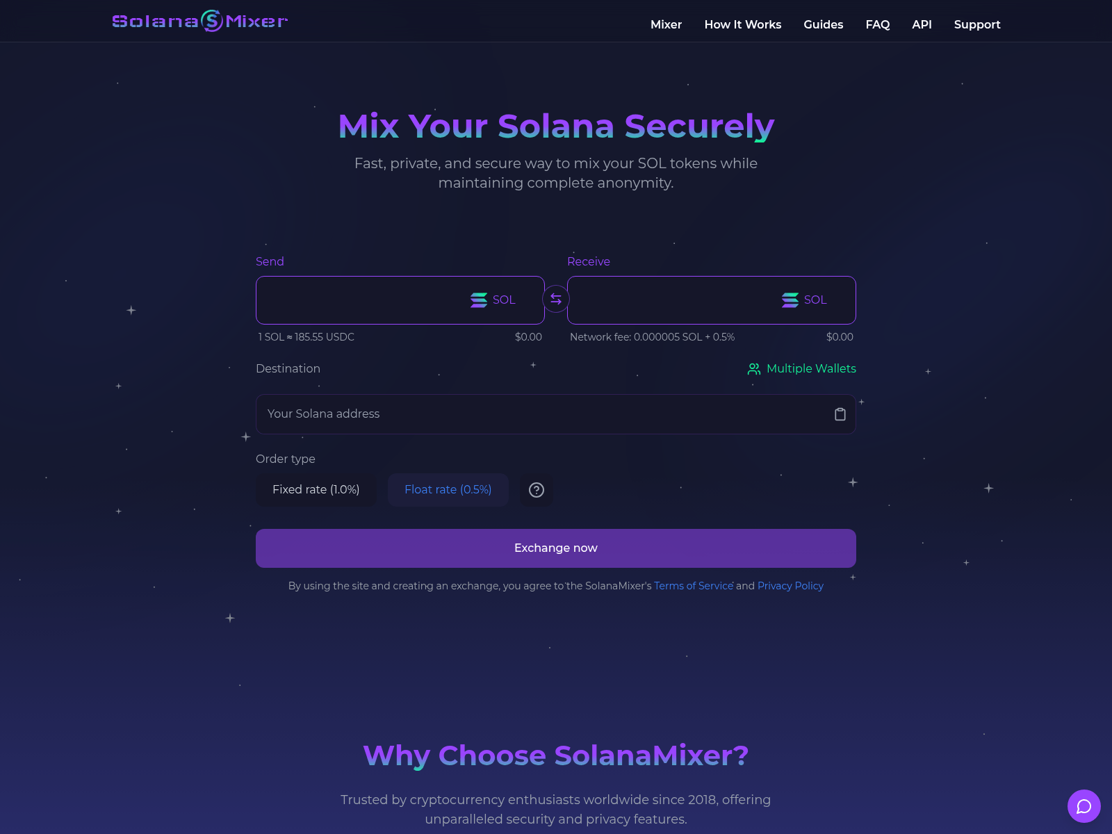 Screenshot of solanamixer.vip