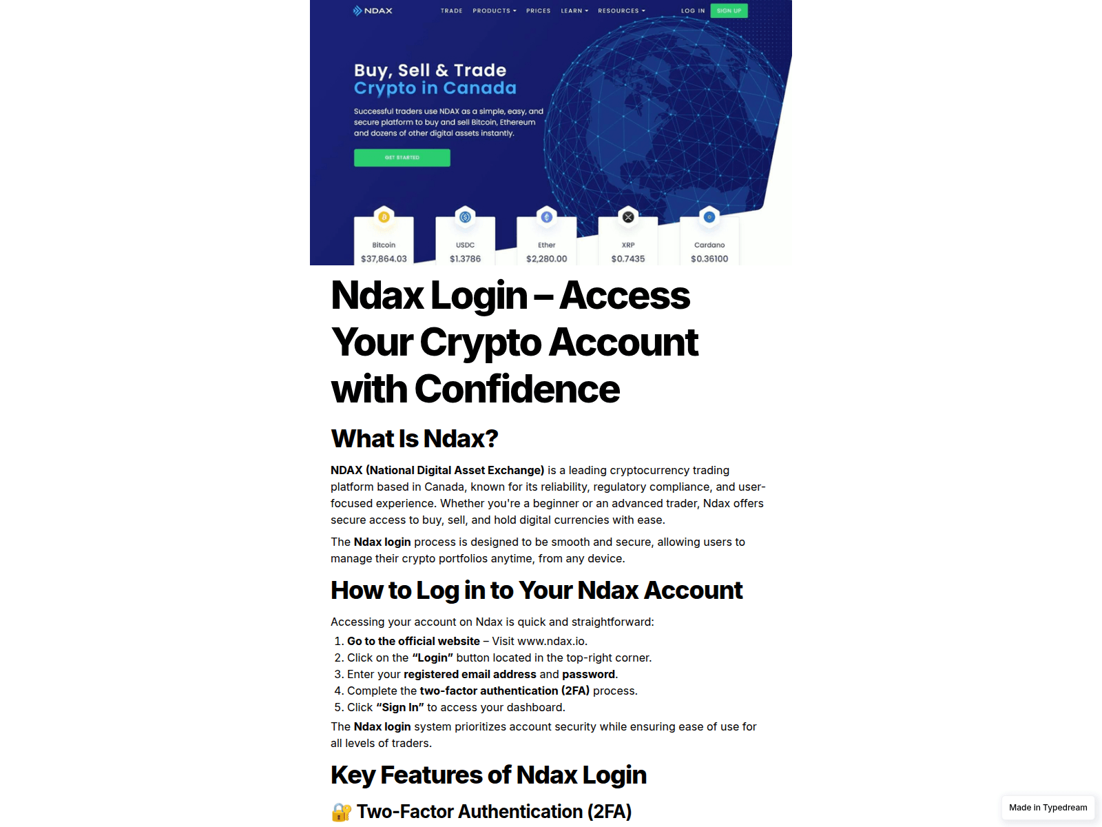 Screenshot of portal-auth-io-ndx.typedream.app