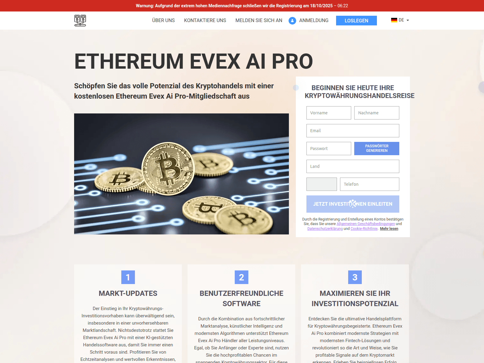 Screenshot of ethereumevexaipro-com.trackfinanceworld.com