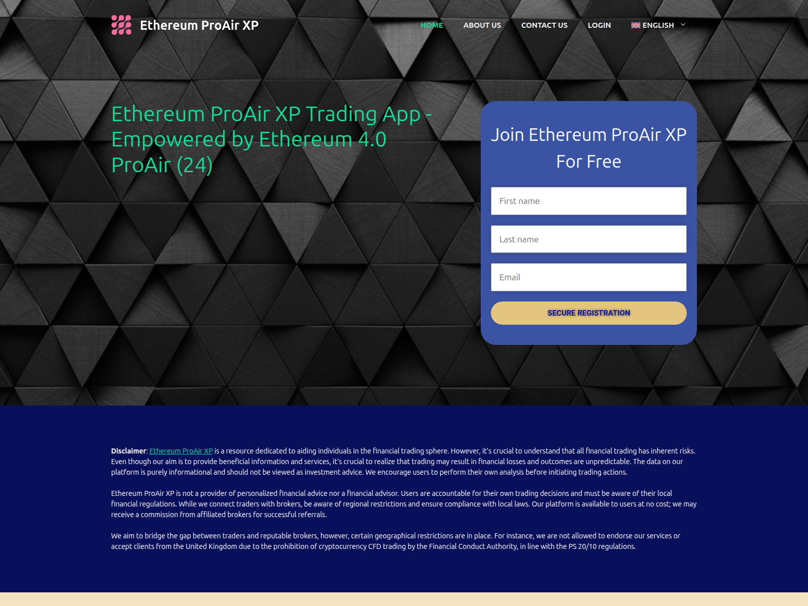 Screenshot of ethereumproair.com