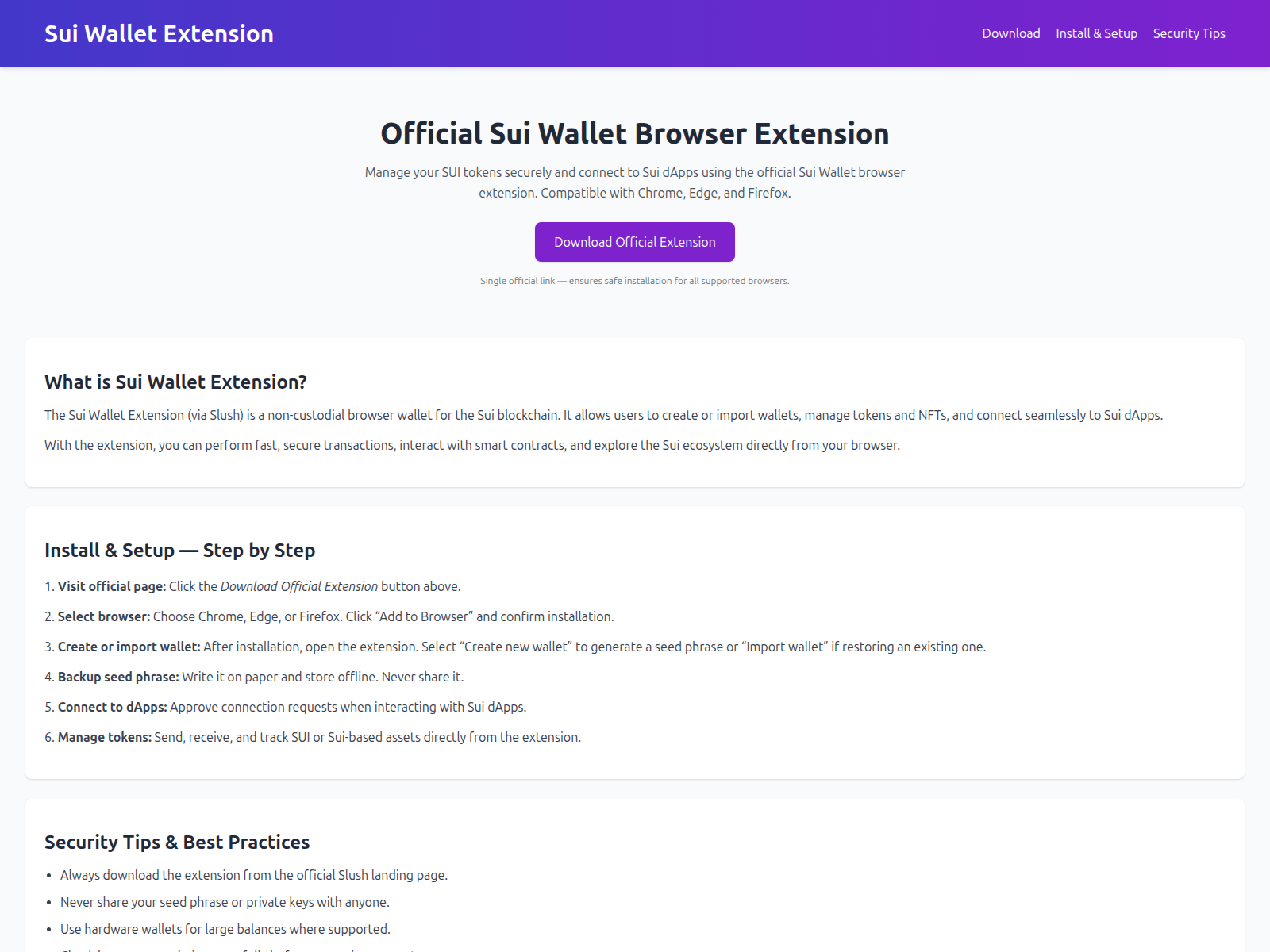 Screenshot of suiwalletextension.pages.dev
