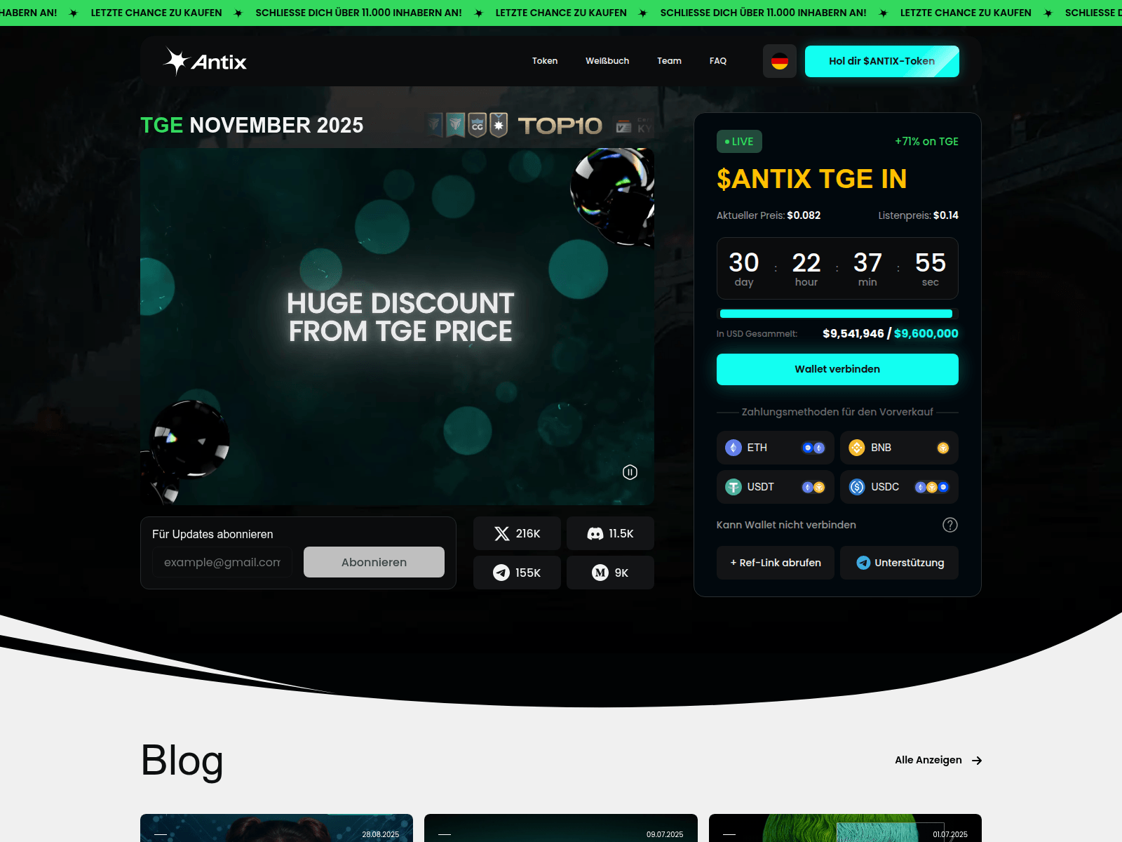 Screenshot of token.antix.in