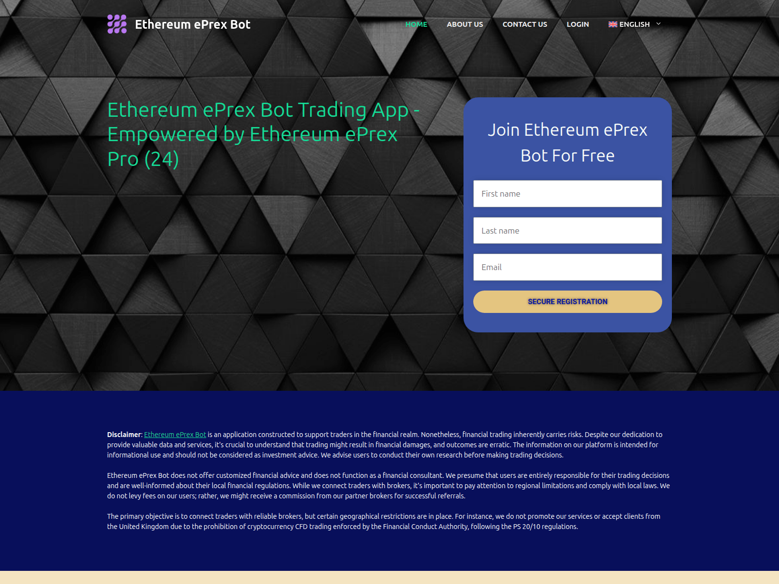 Screenshot of ethereumbot.app