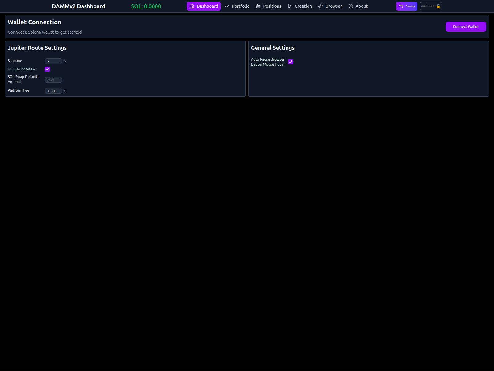 Screenshot of solana-dashboard.me