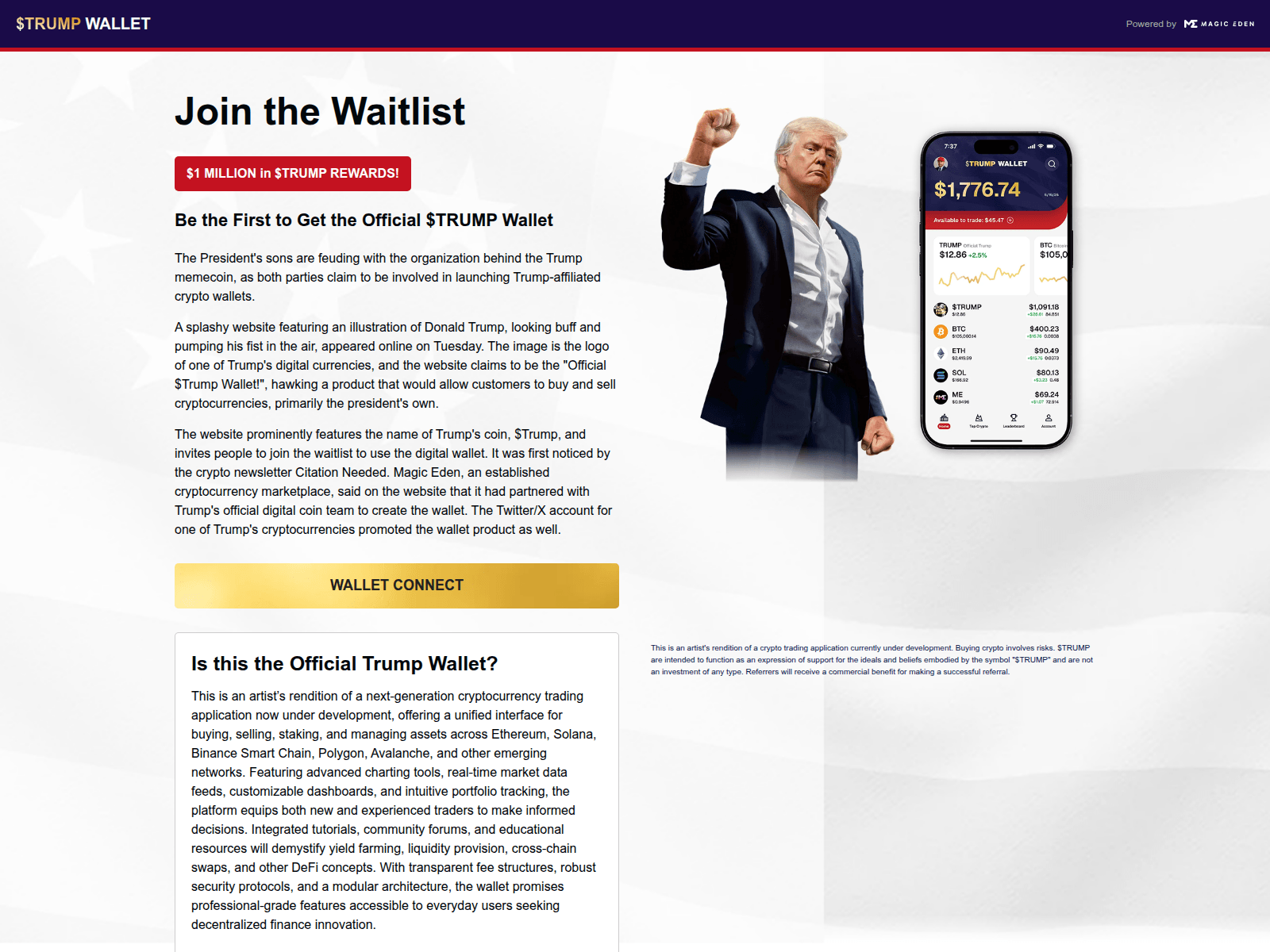 Screenshot of trump-wallet.io