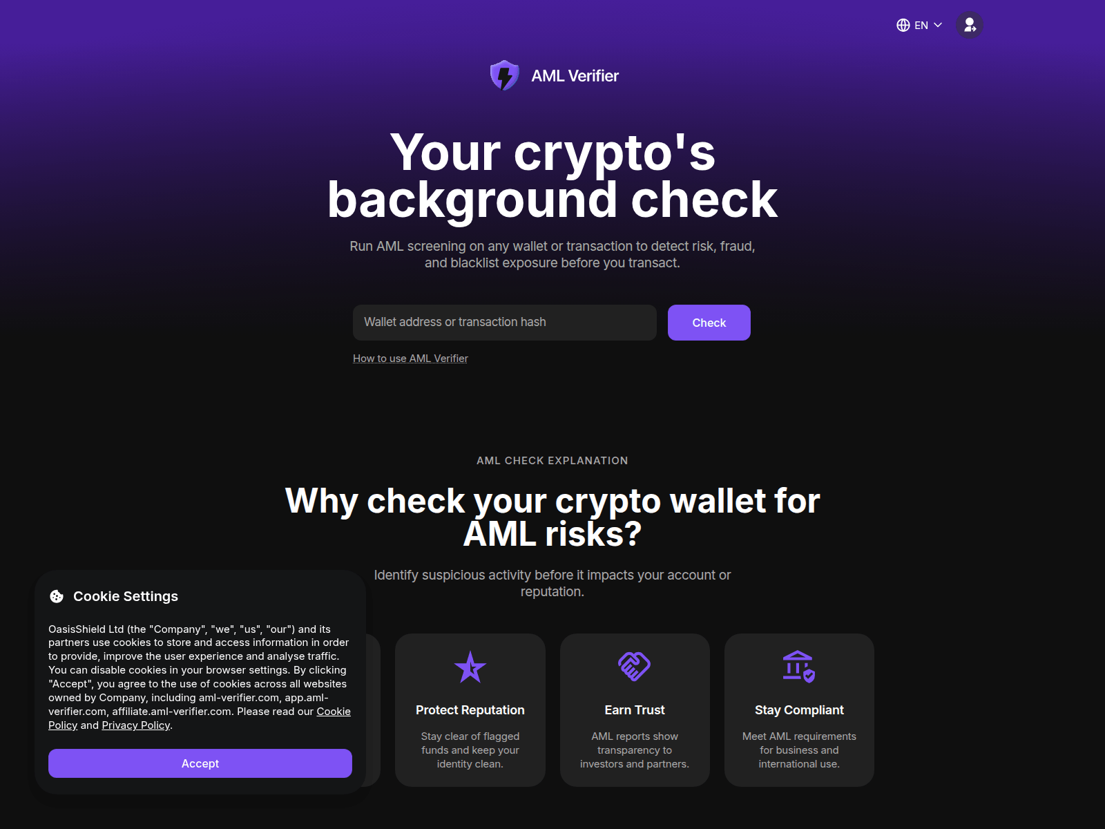 Screenshot of aml-verifier.com
