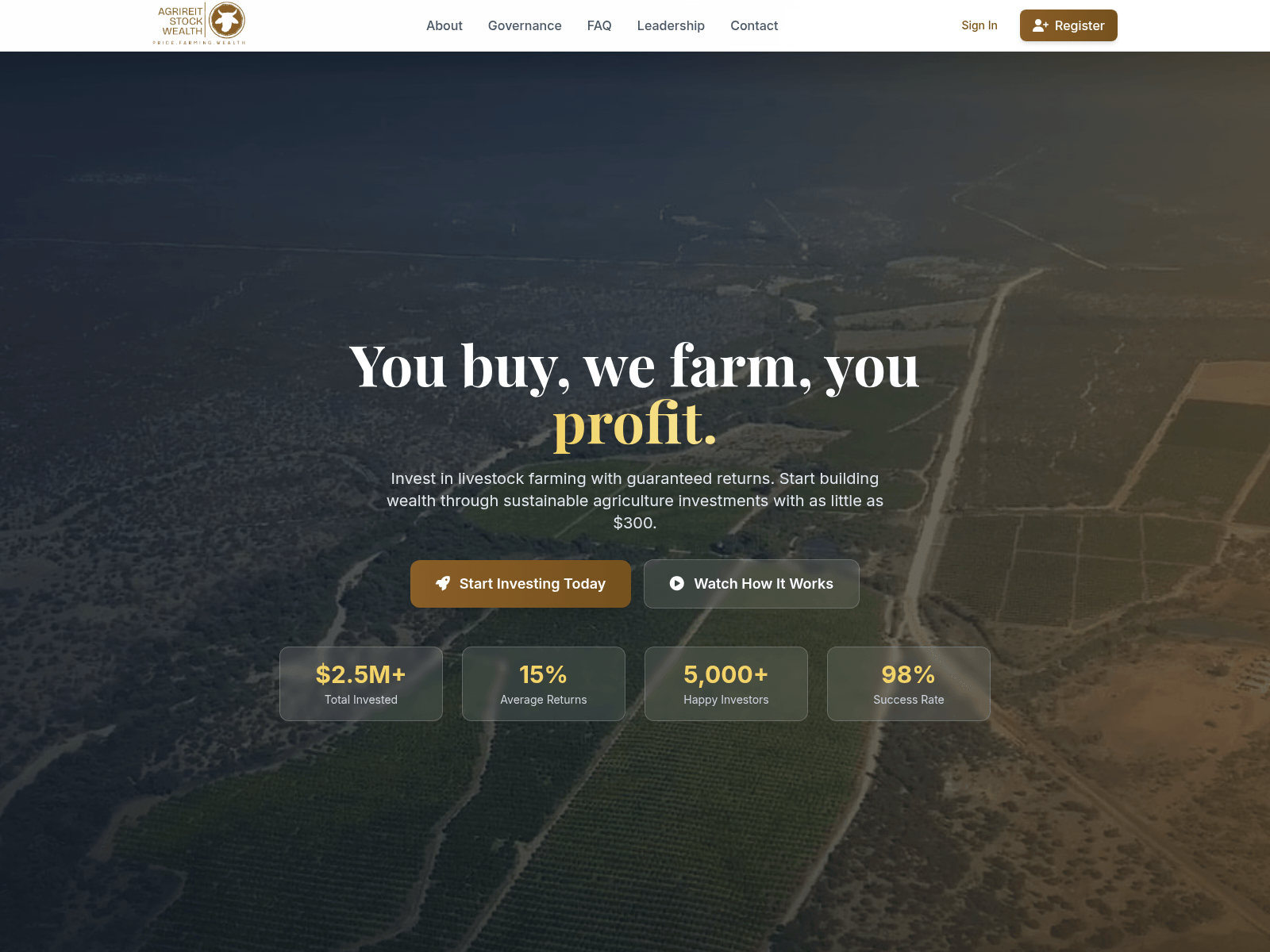 Screenshot of agrireitstockwealth.com