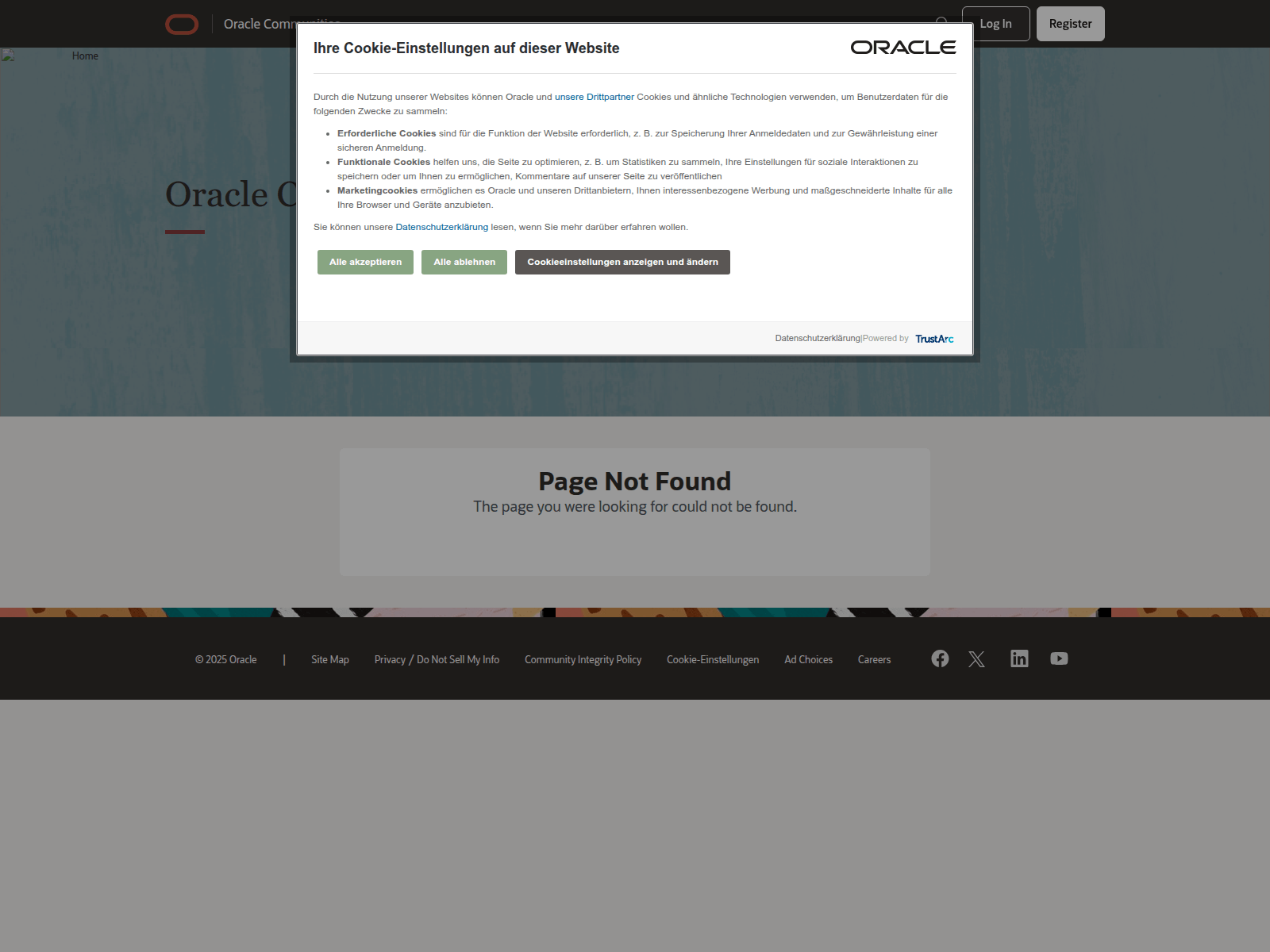 Screenshot von kr.forums.oracle.com