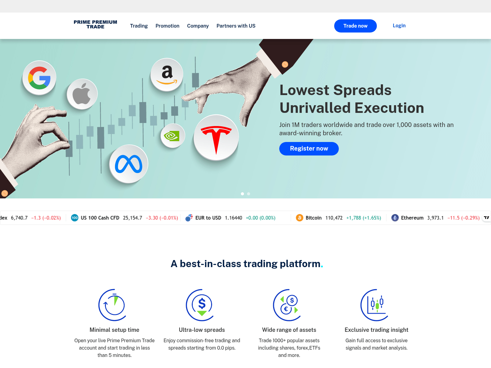 Screenshot of primepremiumtrade.com