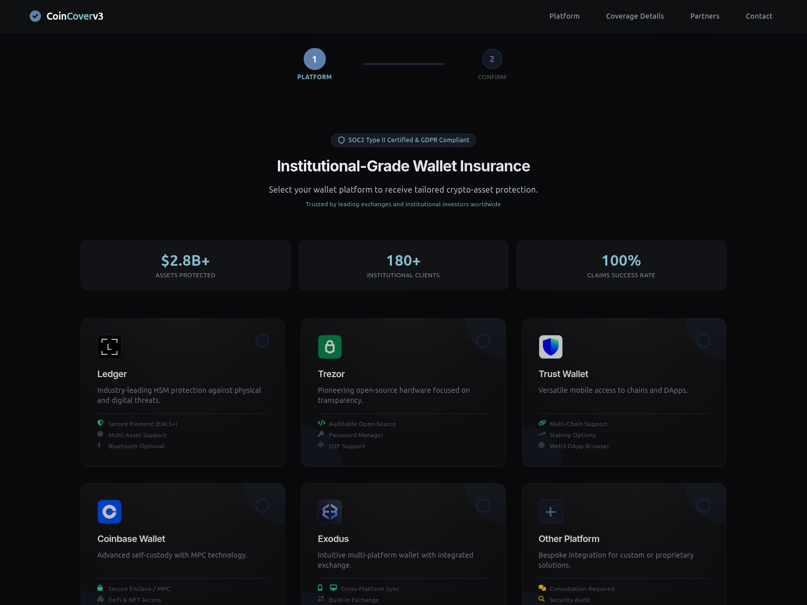 Screenshot of coincoverv3.com