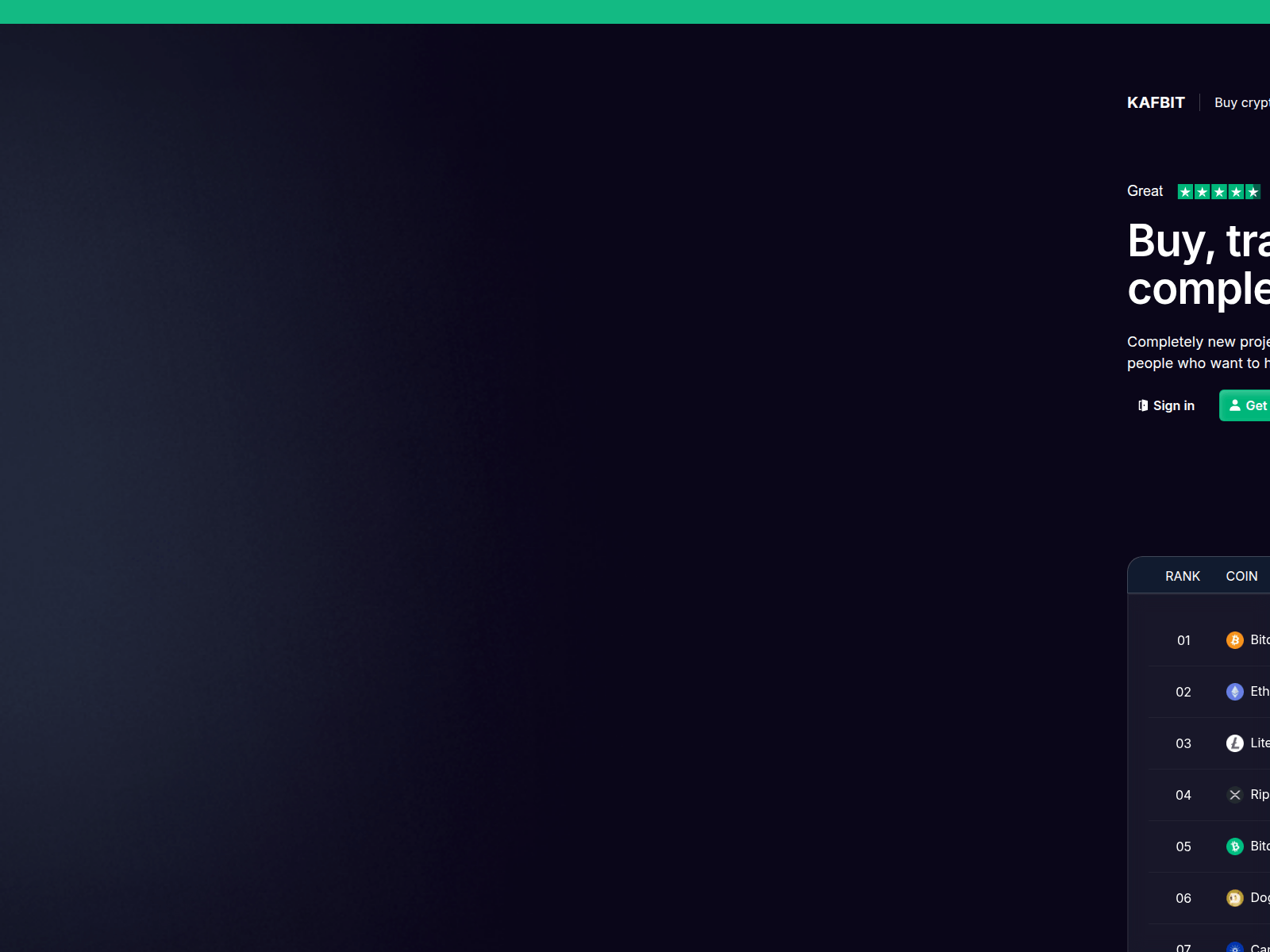 Screenshot of kafbit.com