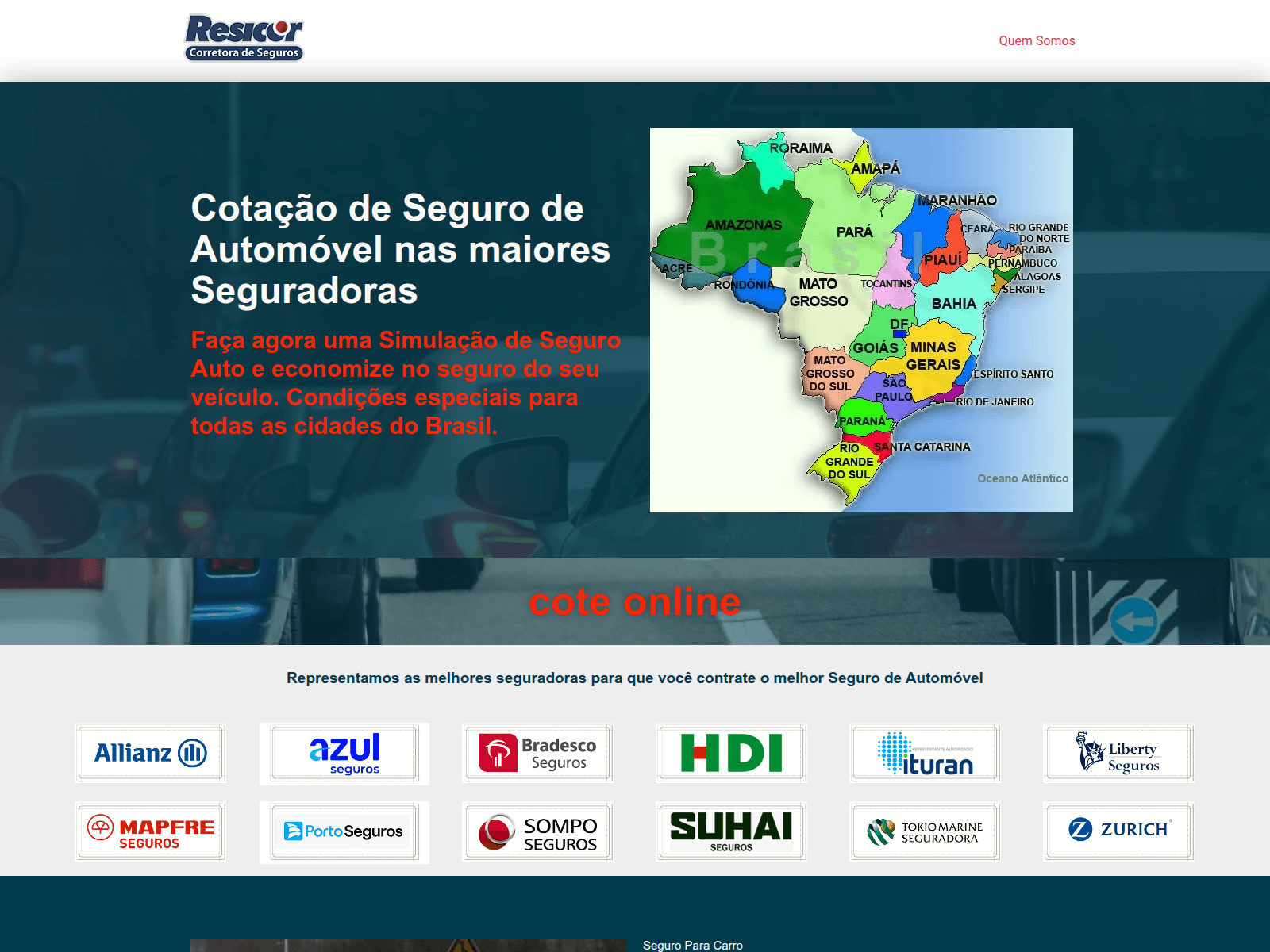 Screenshot of seguroparacarro.com.br