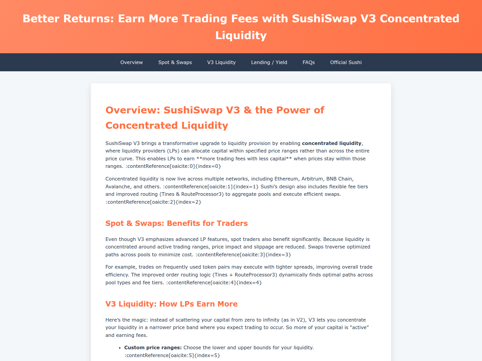 Screenshot of sushiswap-v3-uploaded.pages.dev