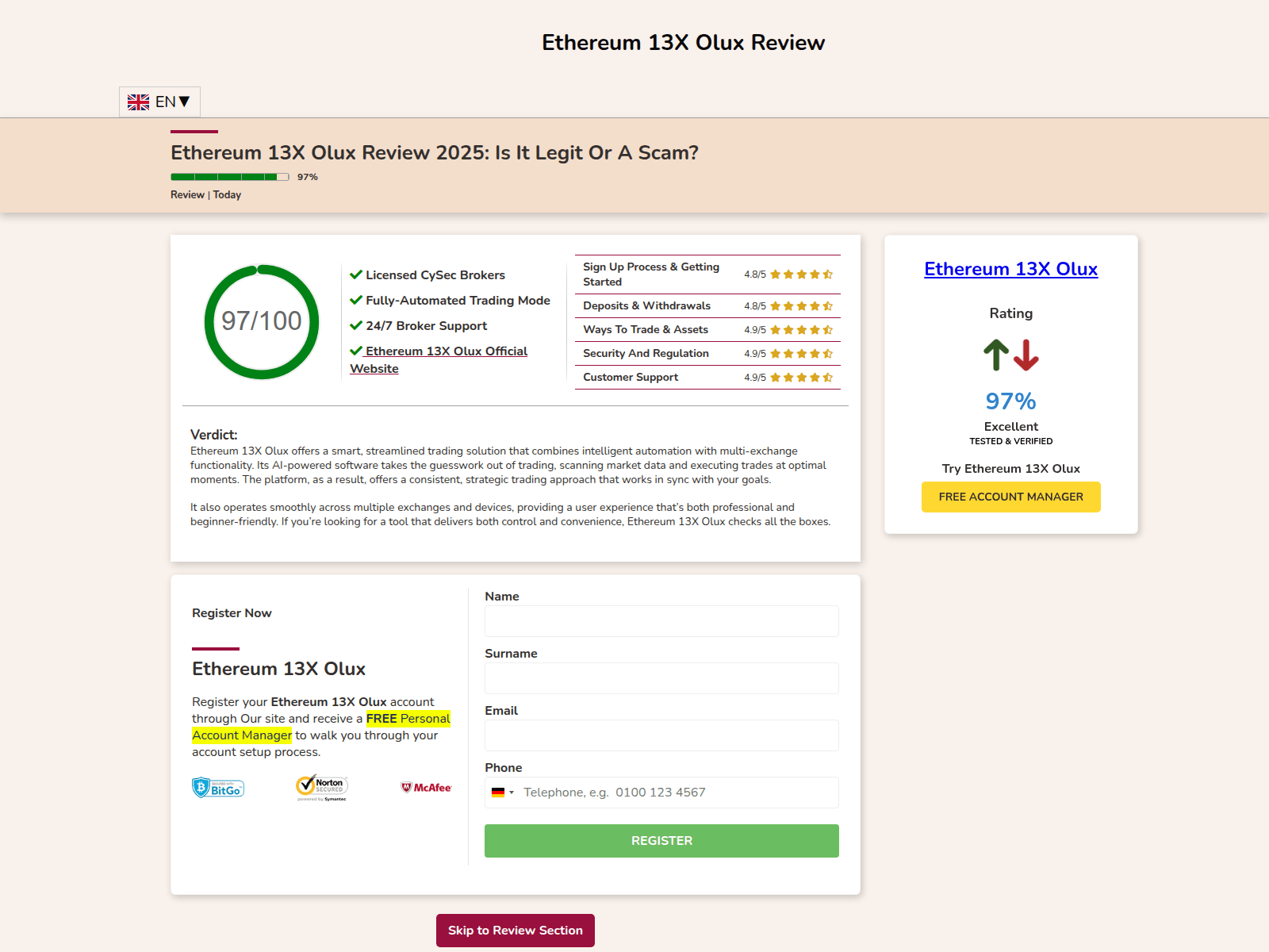 Screenshot of ethereum13xolux.org