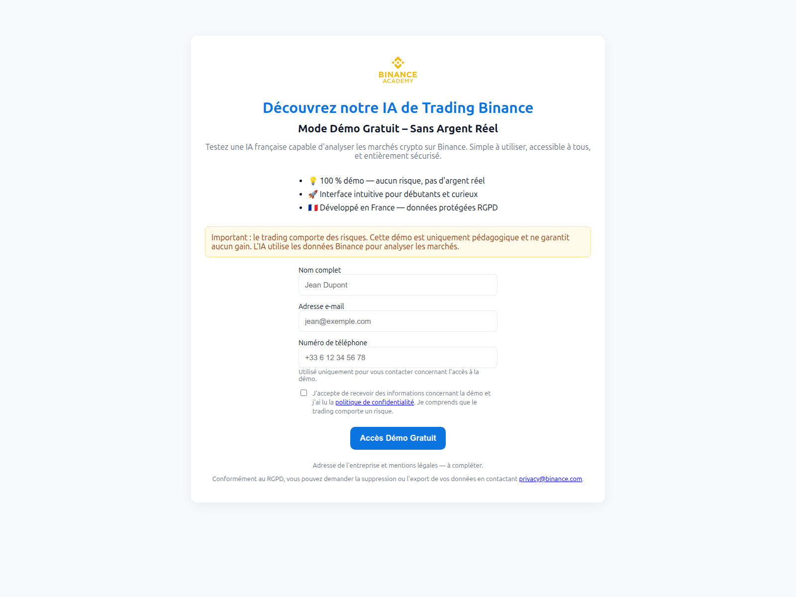Screenshot of binance-ia-france.com