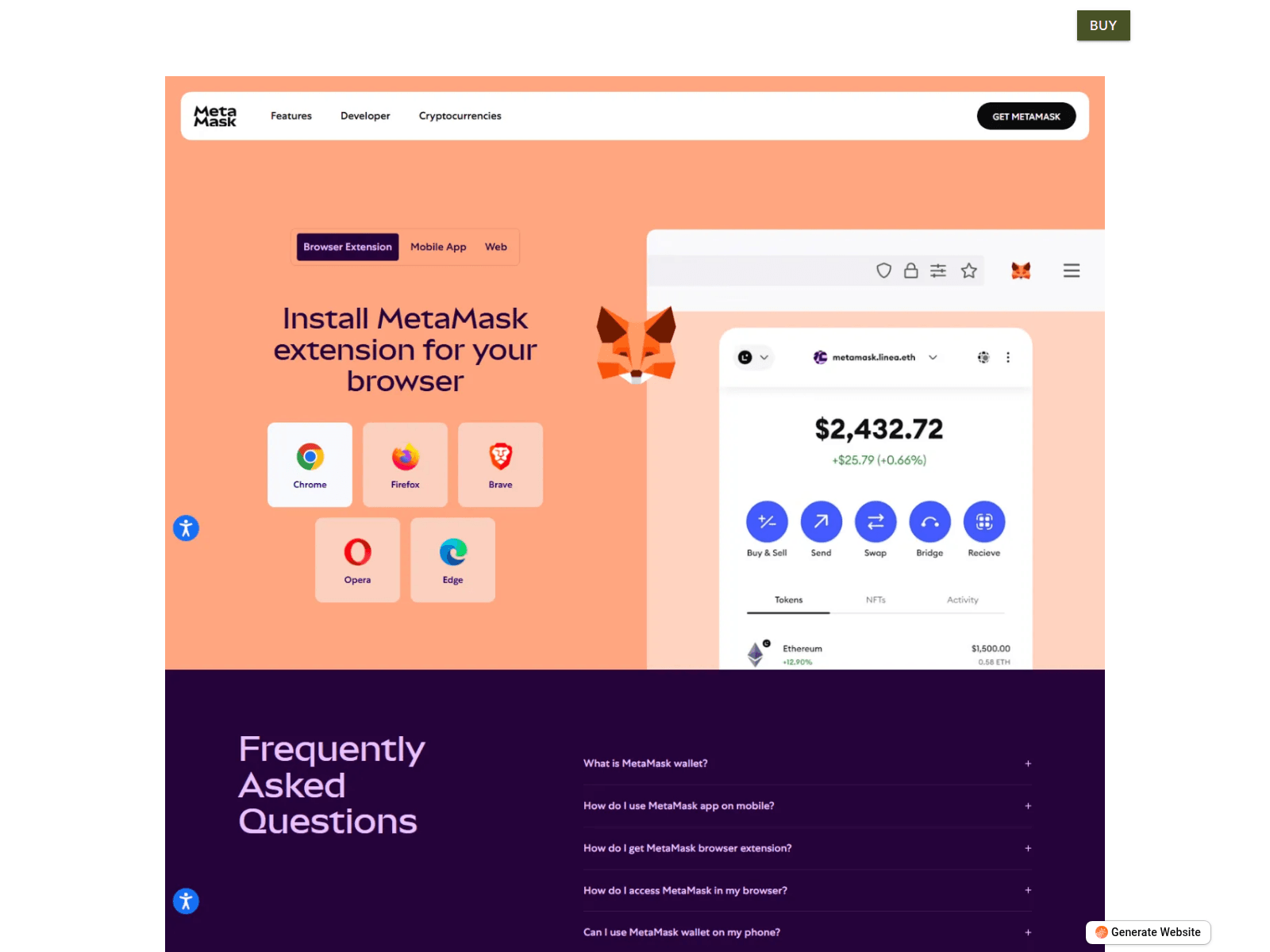 Screenshot of metamusk.pineapple.page