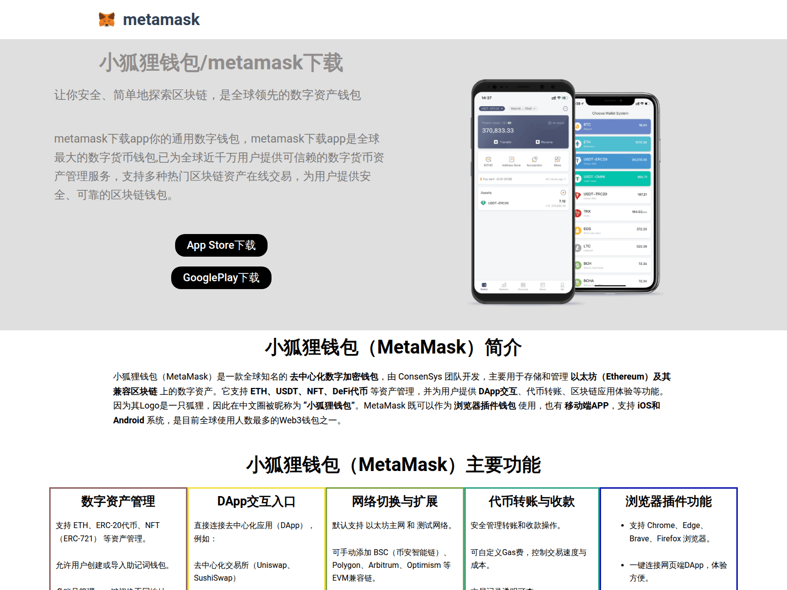 Screenshot of metmask.cn
