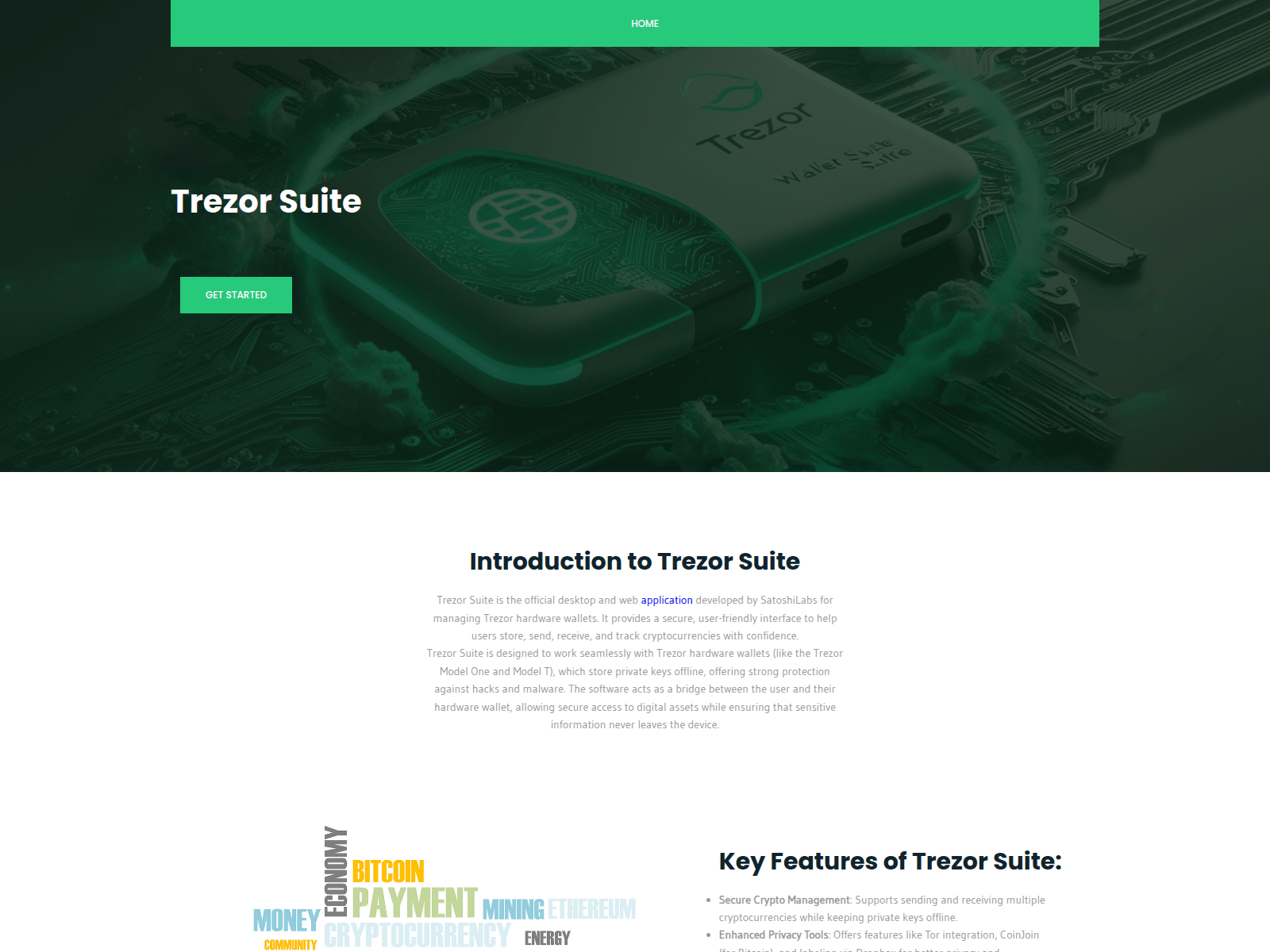 Screenshot of trezorrsuite.com