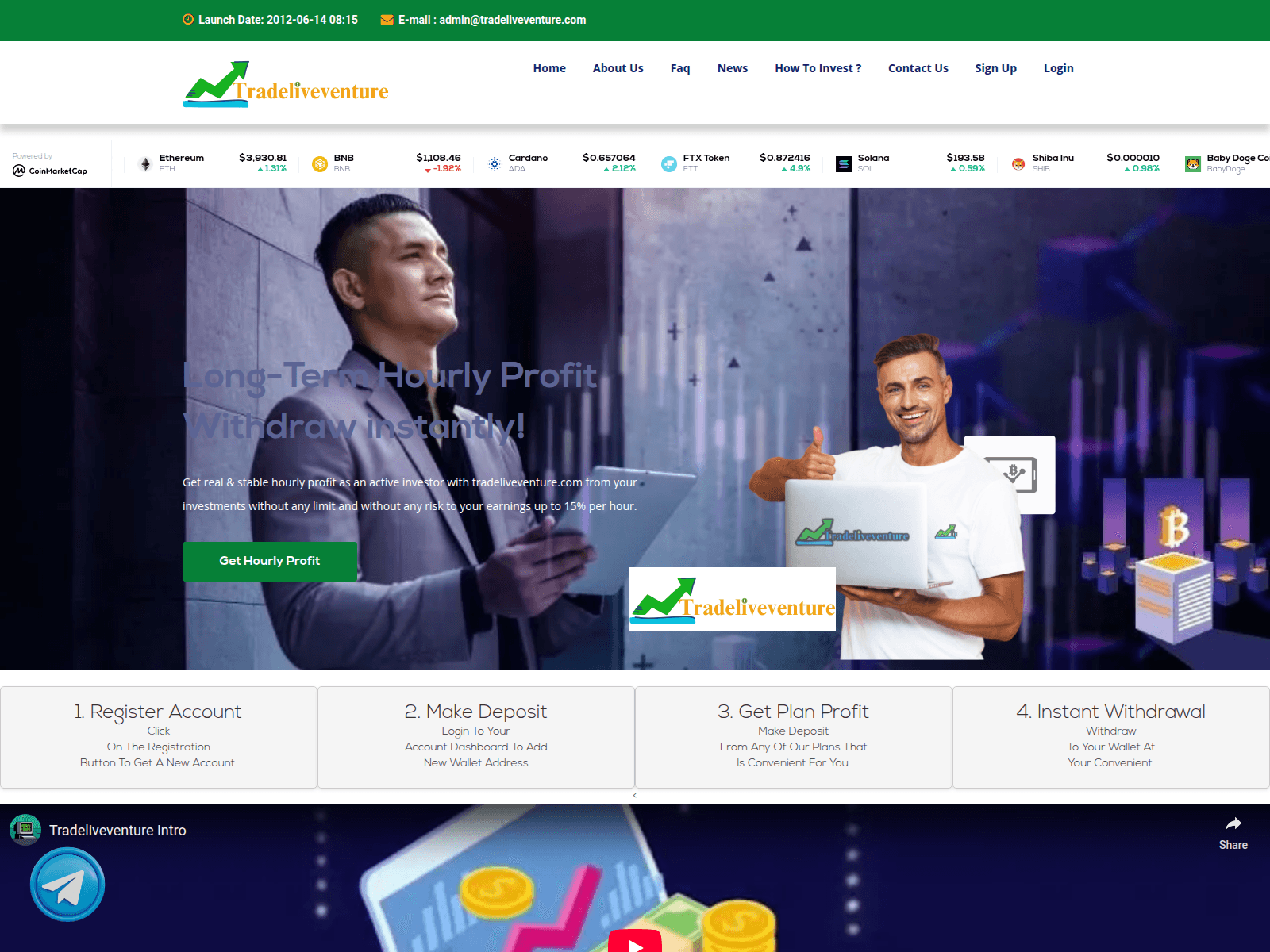 Screenshot of tradeliveventure.com