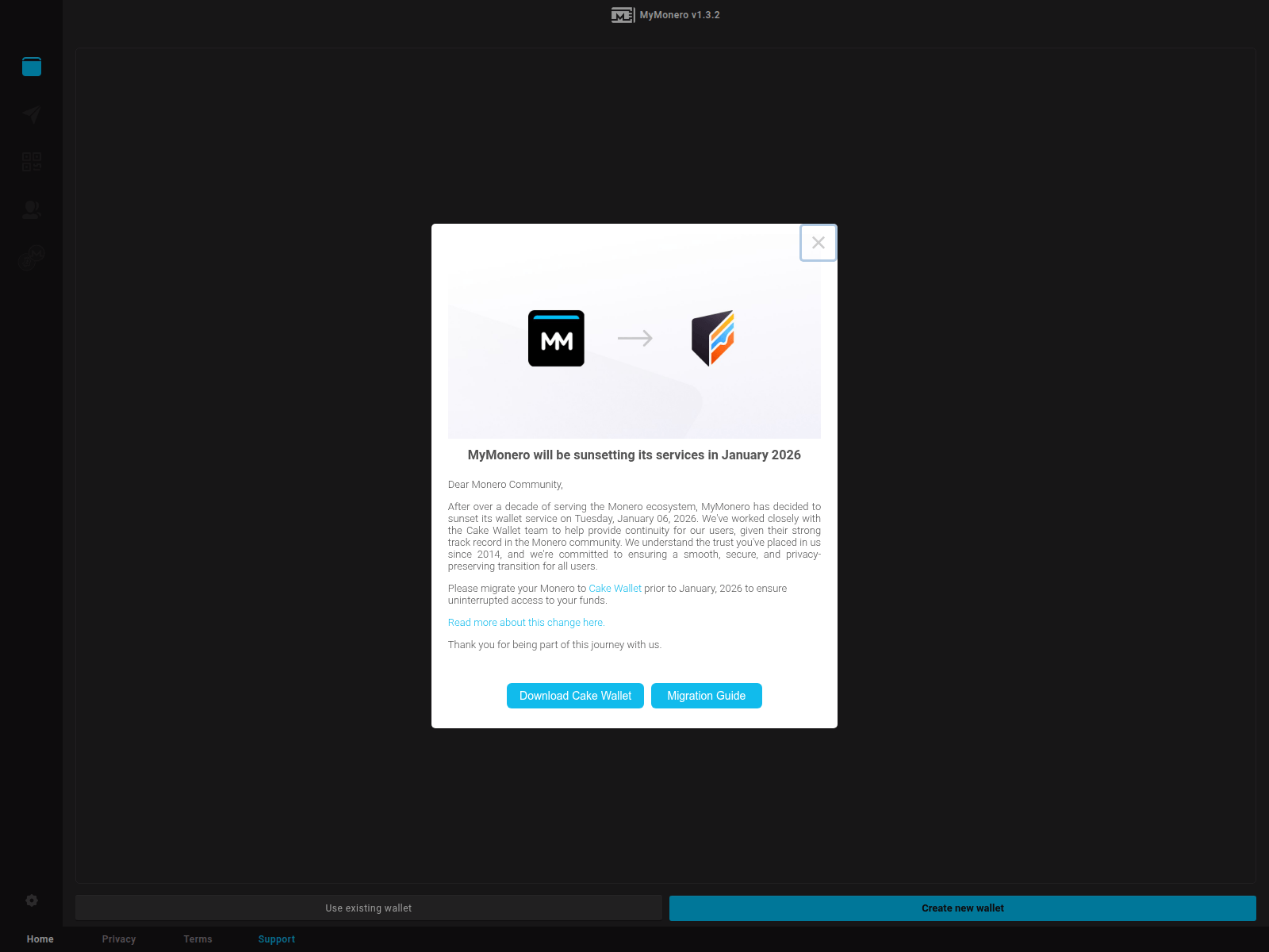 Screenshot of mymonero.it.com