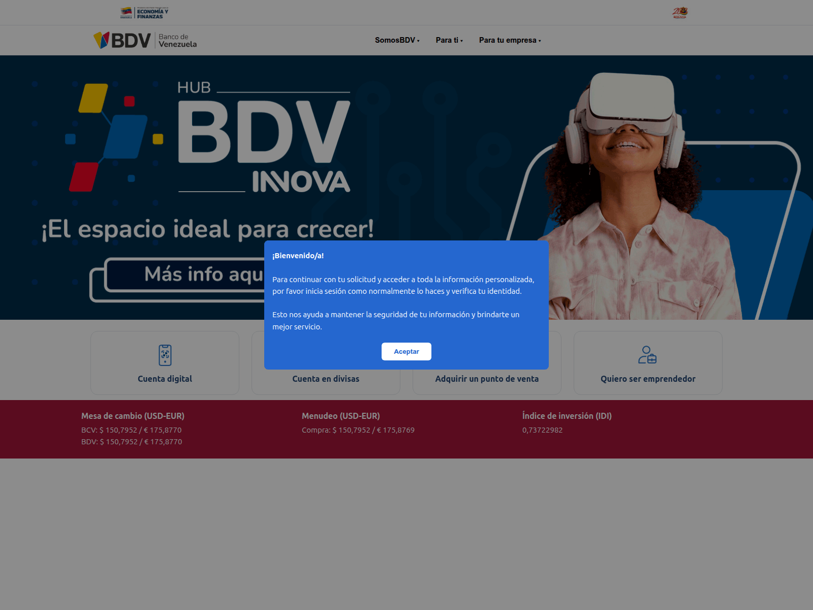 Screenshot of bdvaenlinea.com