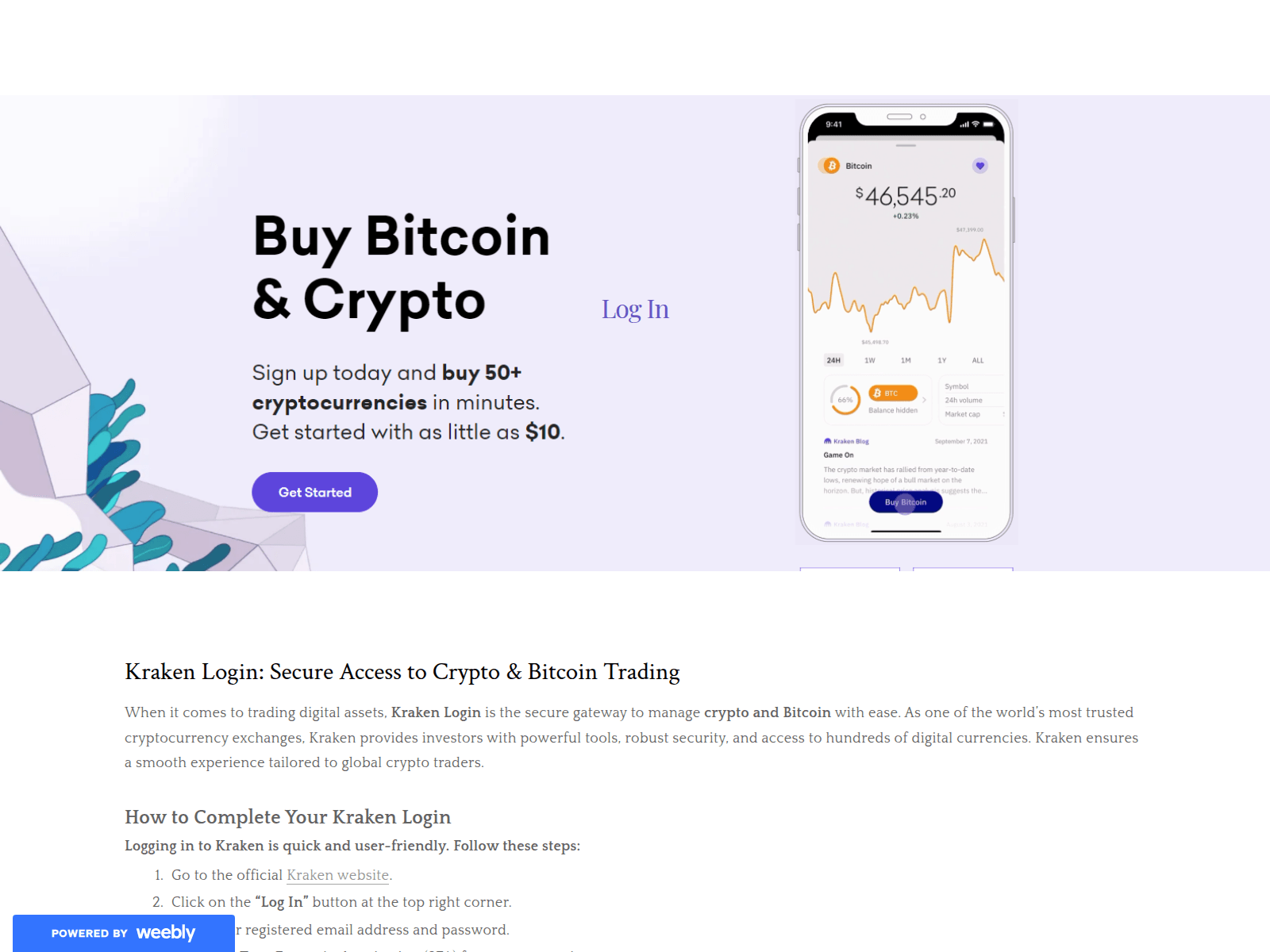 Screenshot of kraken-log-in.weebly.com