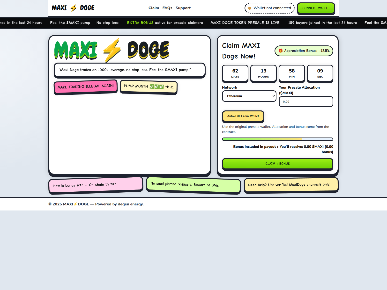 Screenshot of maxidoge.info