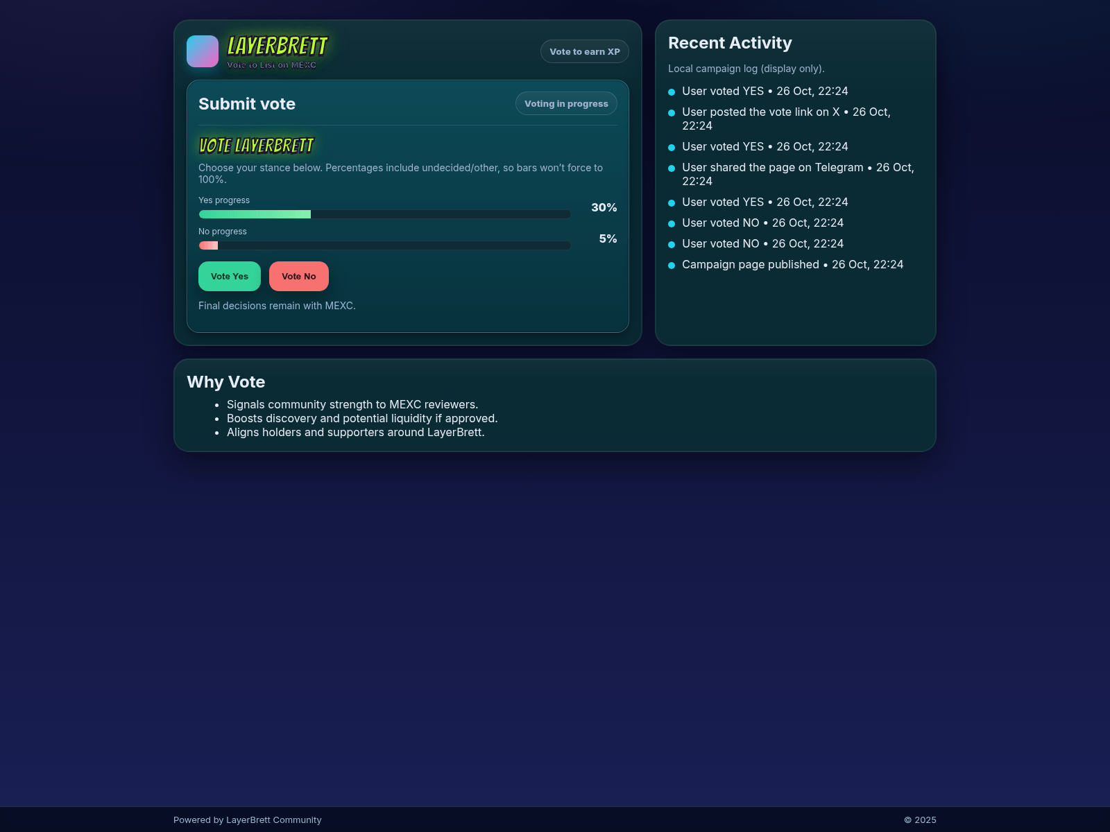 Screenshot of vote-lbrett.com