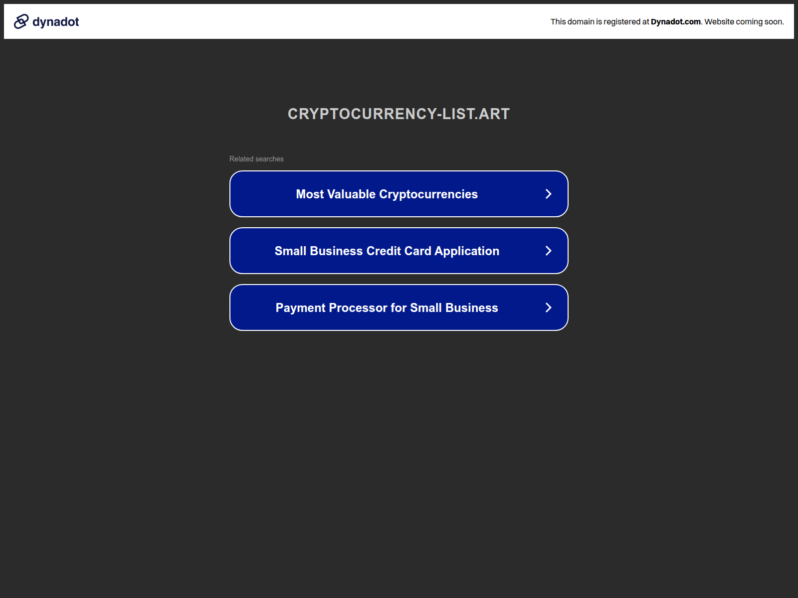 Screenshot of cryptocurrency-list.art