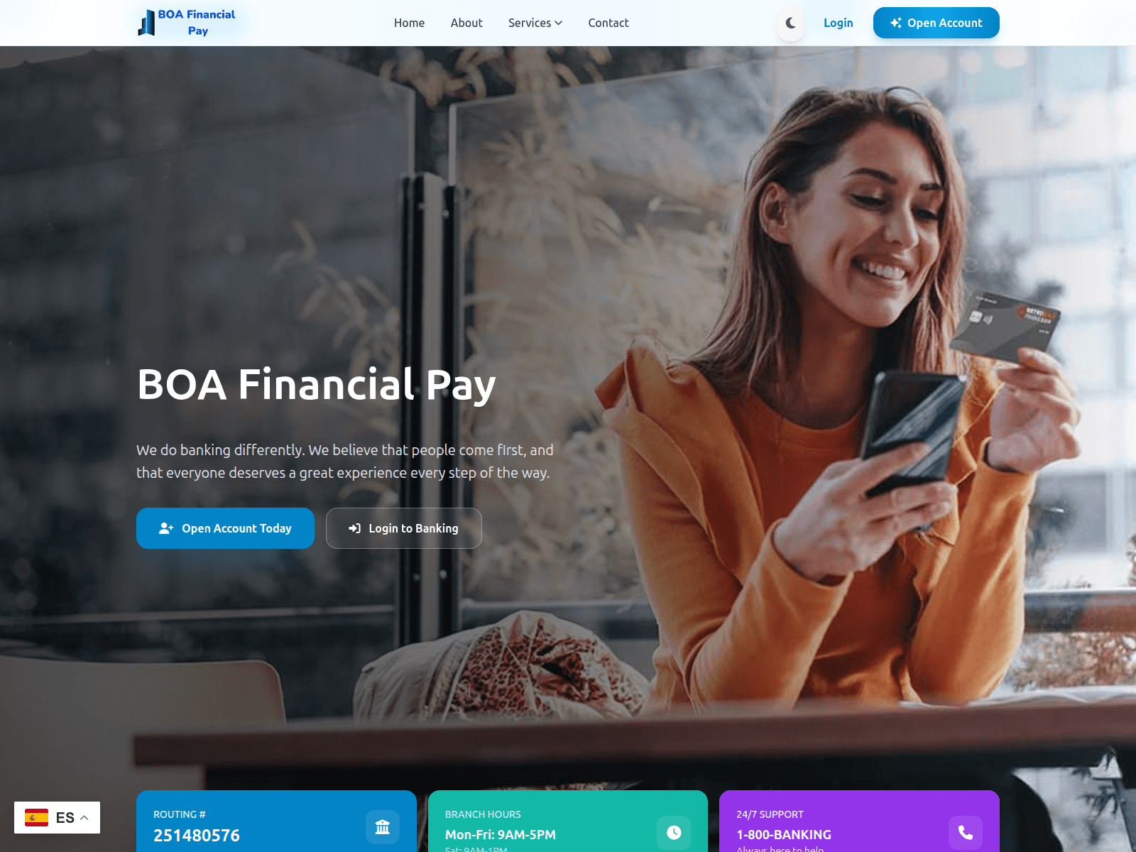 Screenshot of boafinancialpay.com.boatrustsavings.com